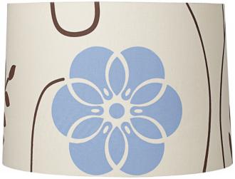 Blue and Brown Cotton Floral Lamp Shade15x16x11 Spider T6528