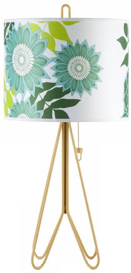 Lights Up! Flight Dark Yellow Anna Green Shade Table Lamp