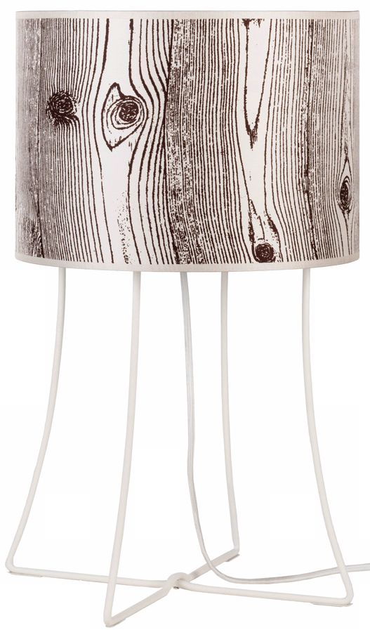 Lights Up! Virgil White Base Faux Bois Shade Table Lamp