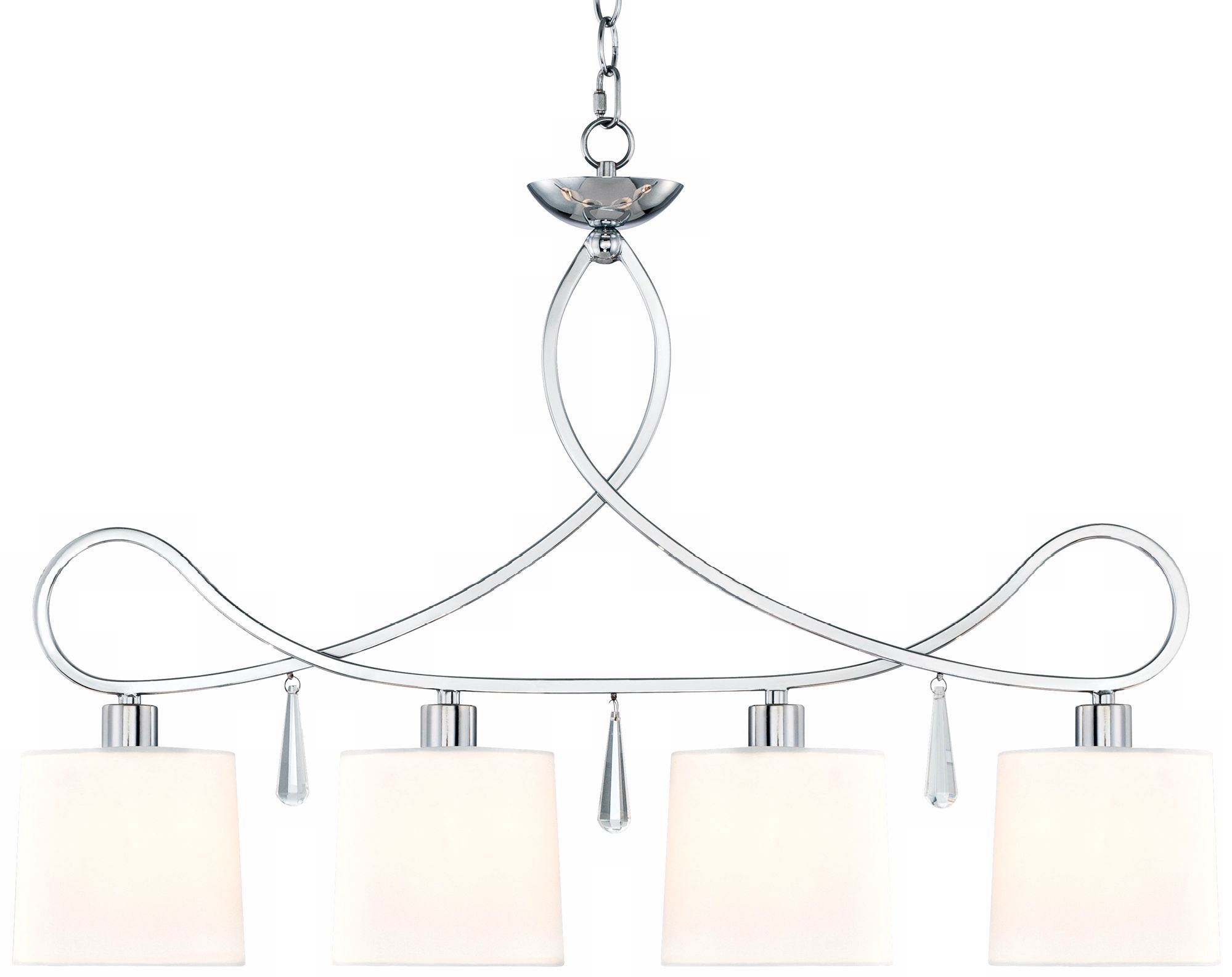 Chrome Swirl Glass Drop 28" Wide Island Chandelier