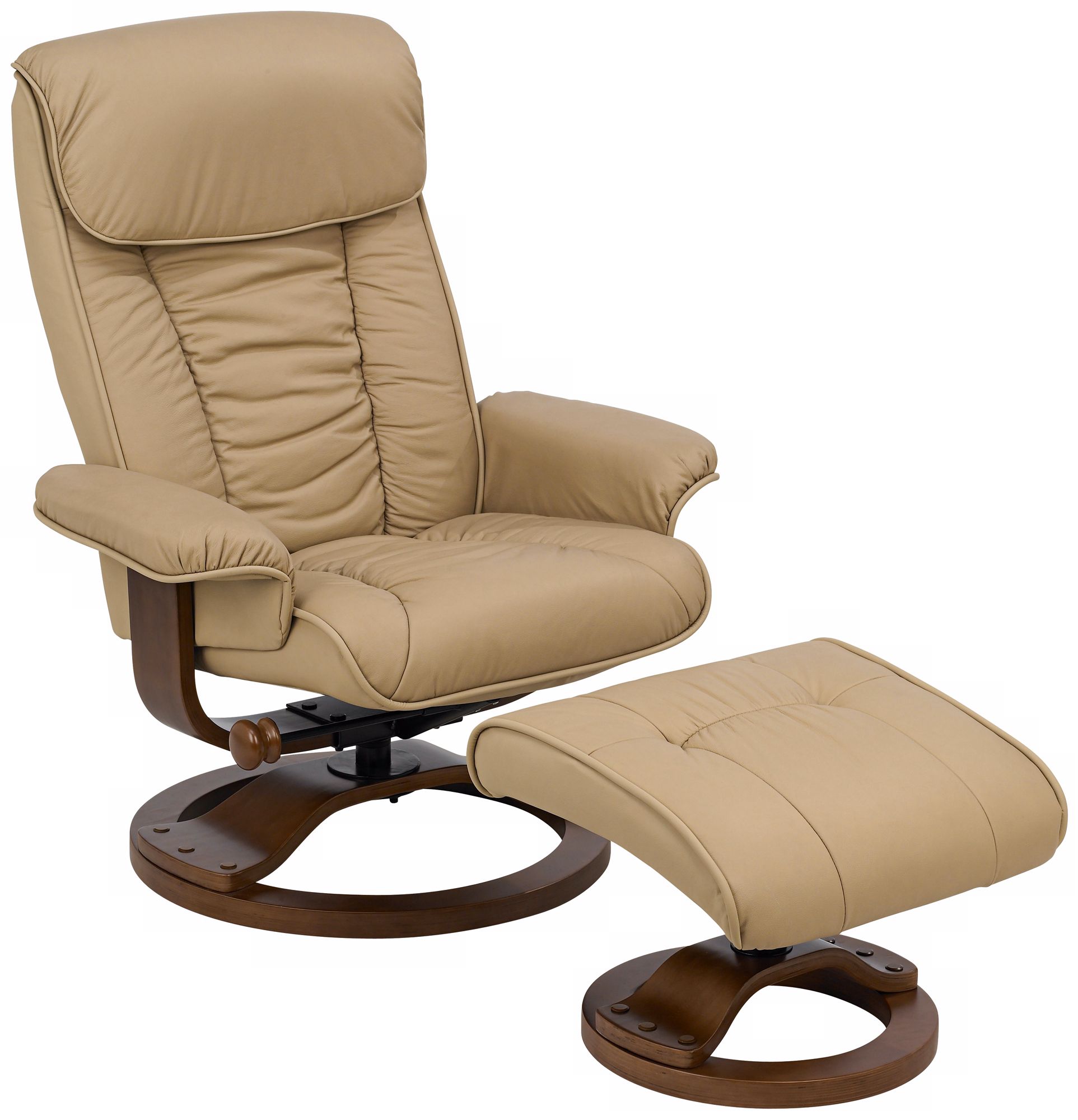 Mac Motion Cobblestone Leather Recliner and Ottoman