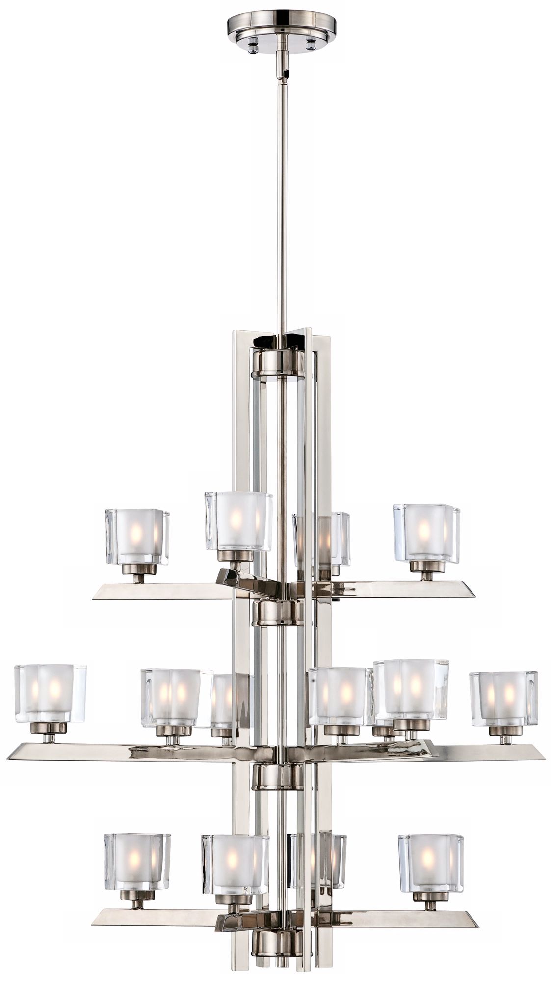 Chrome Finish Glass Cube 28" Wide 16-Light Chandelier