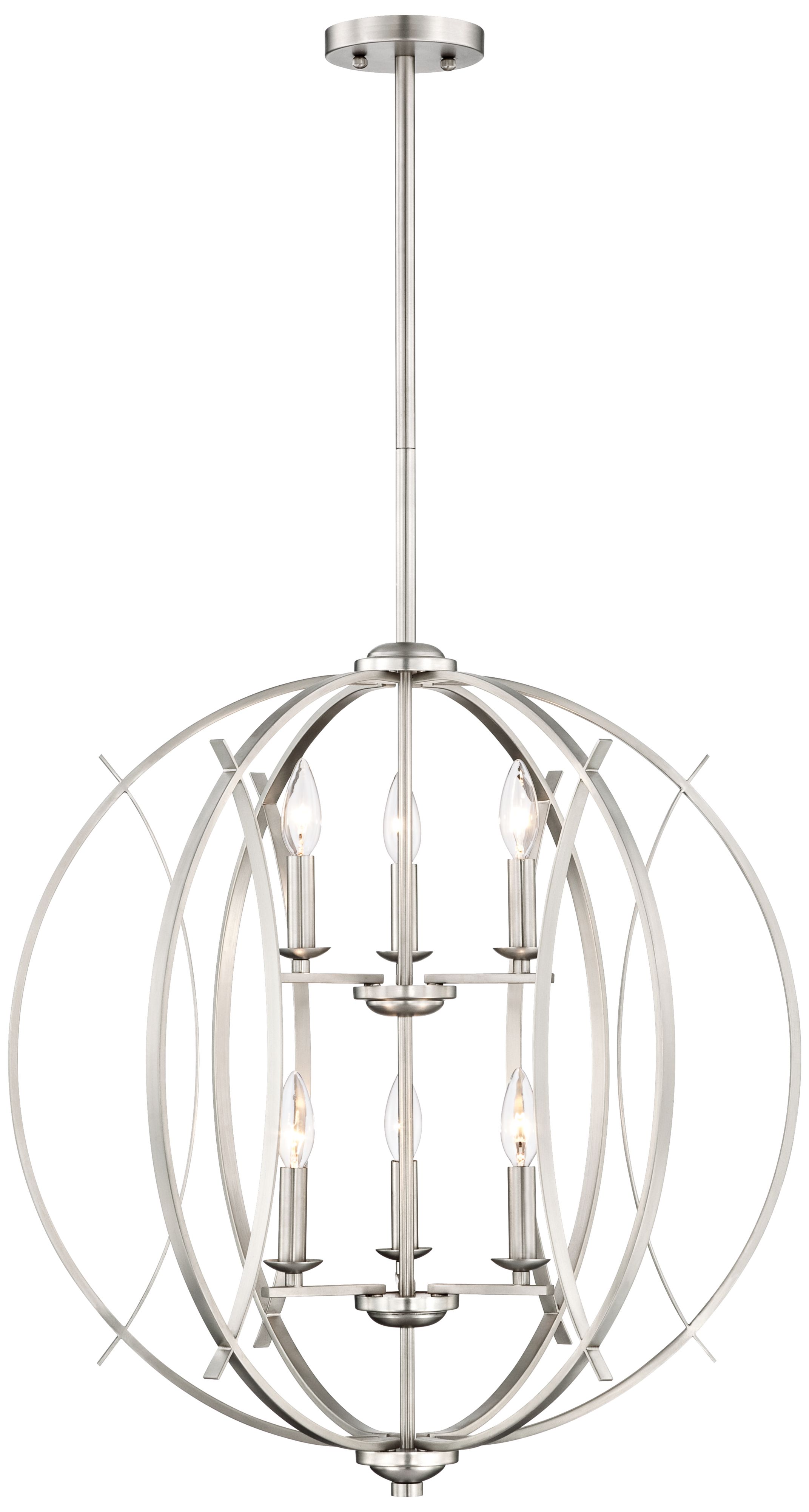 Brushed Nickel Spherical 24" Wide 6-Light Pendant Light