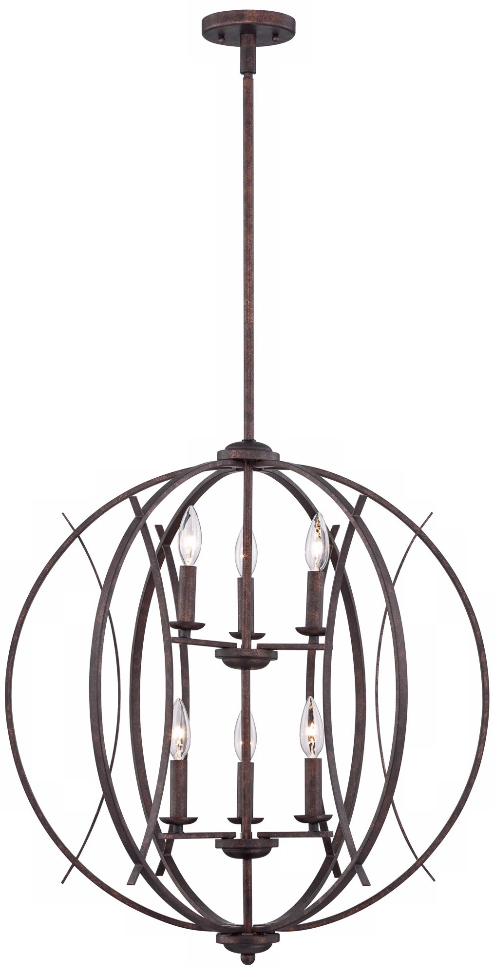 Bronze Finish Spherical 24" Wide 6-Light Pendant Light
