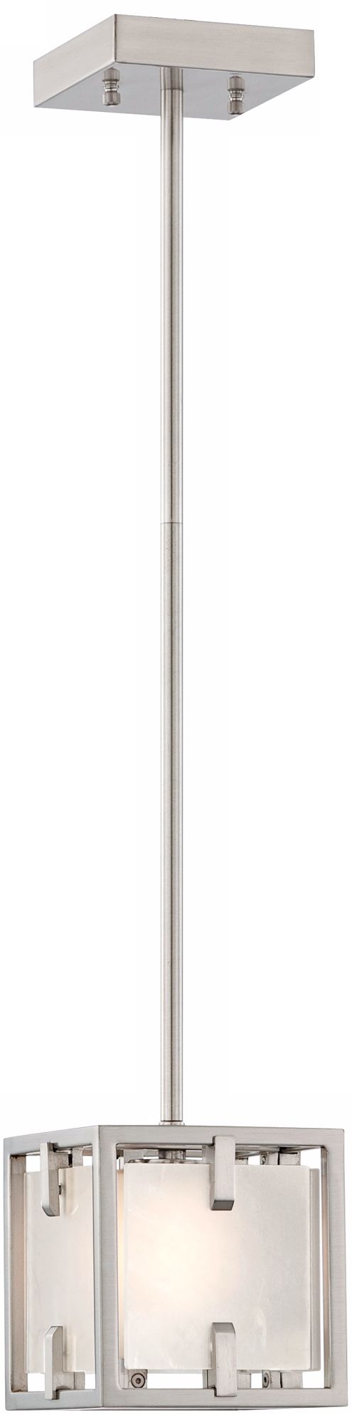 Brushed Nickel & Opal Glass Square Mini Pendant