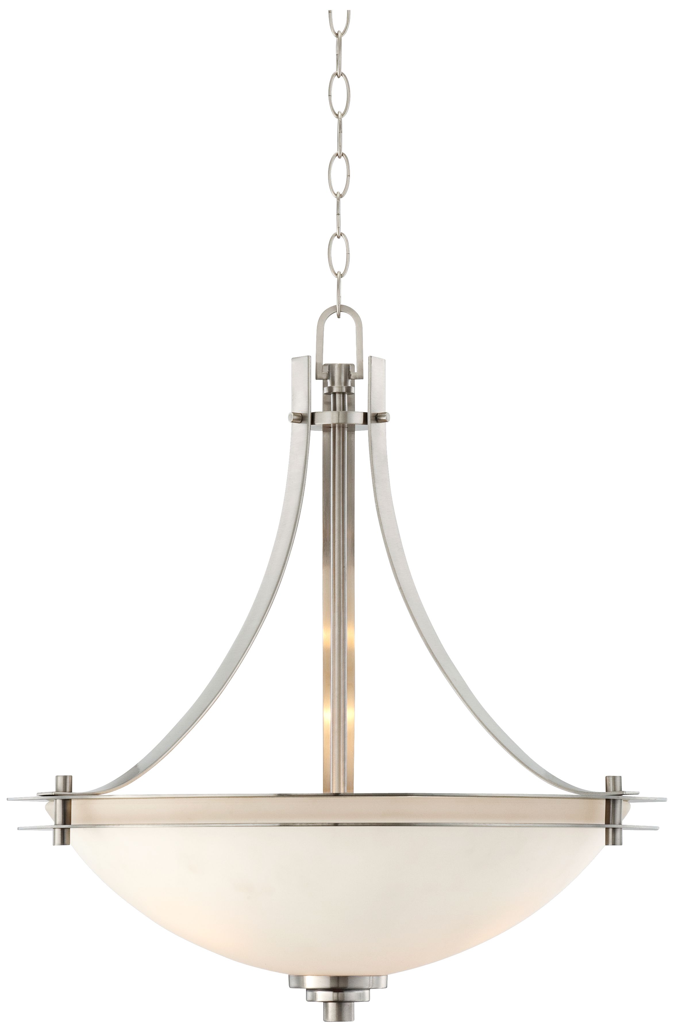 Possini Euro Metro Brushed Nickel Bowl Pendant Chandelier