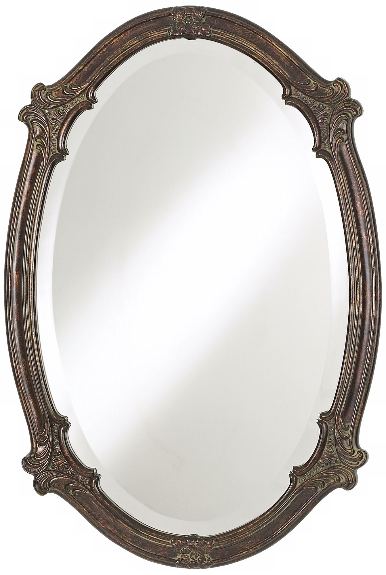 Victorian Distressed Brown 34 1/2" High Wall Mirror