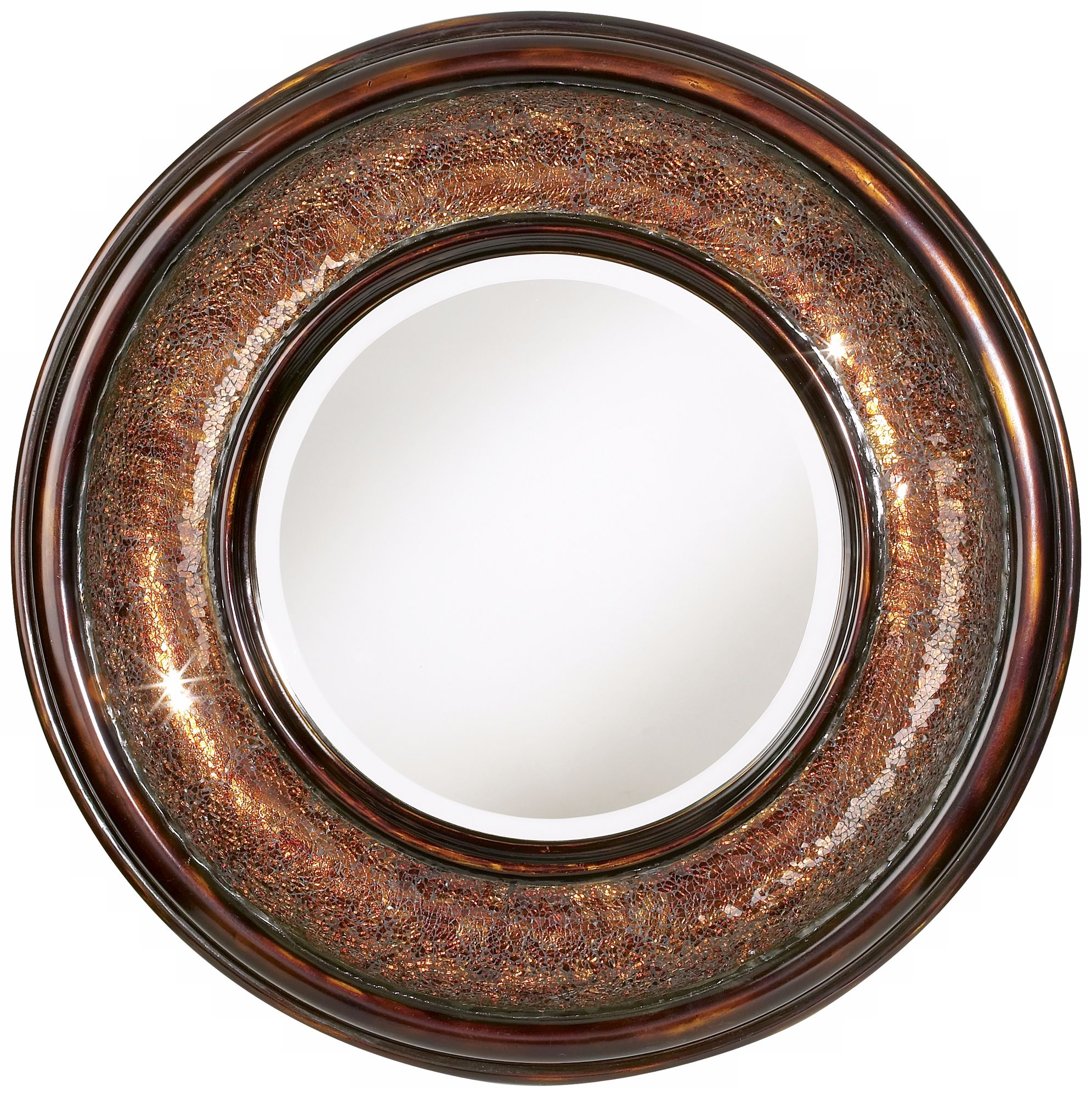 Bronze Mosaic 36" Wide Round Wall Mirror