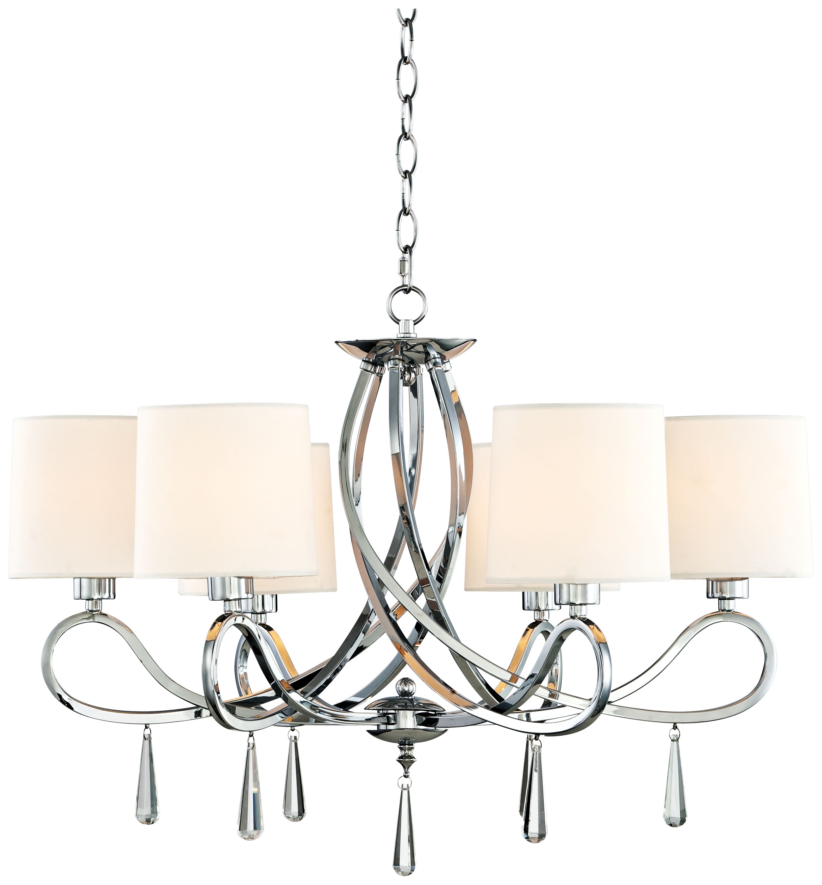 Chrome Swirl Glass Drop 26" Wide Chandelier