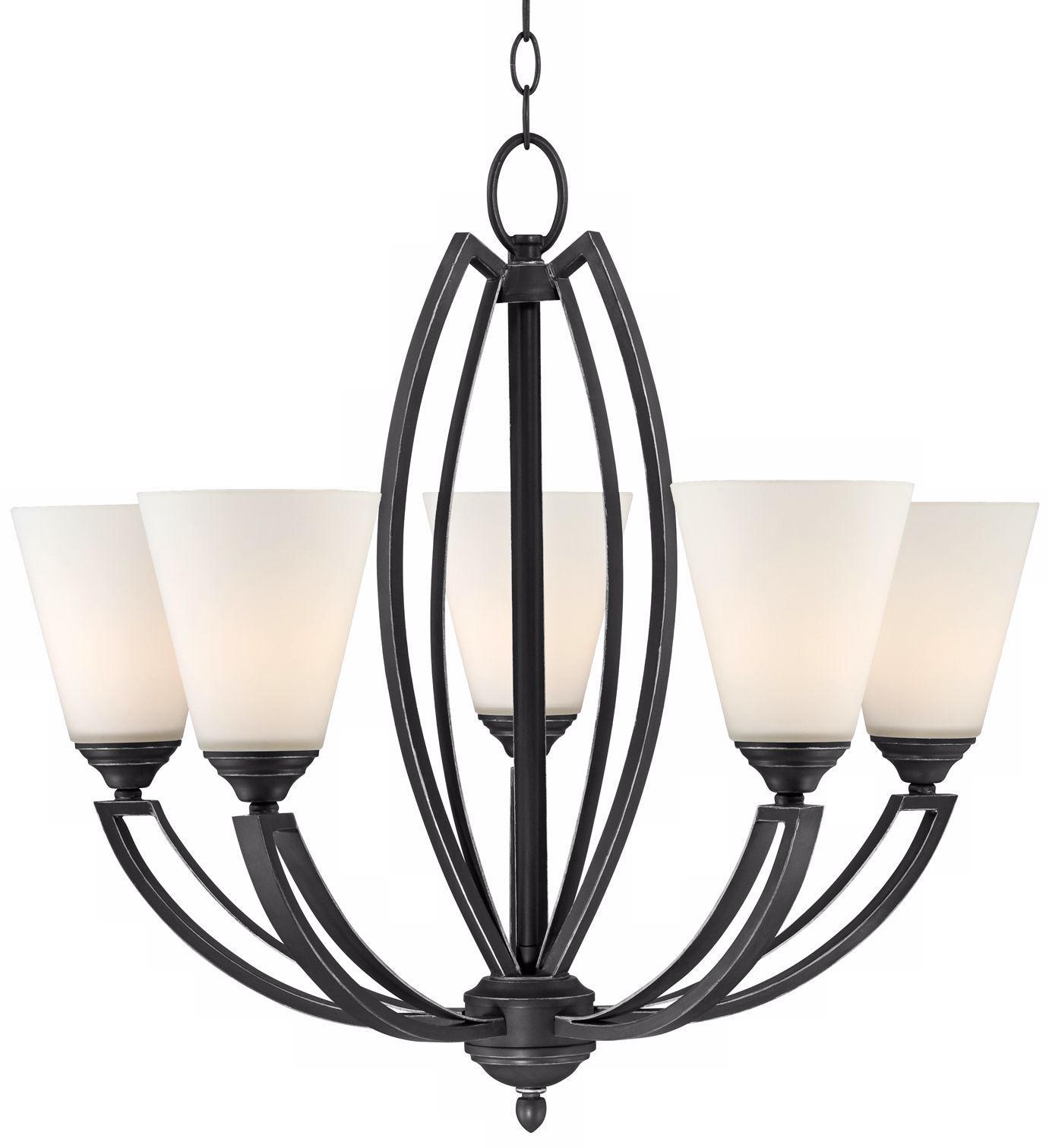 Frosted White Glass 5 Light Chandelier