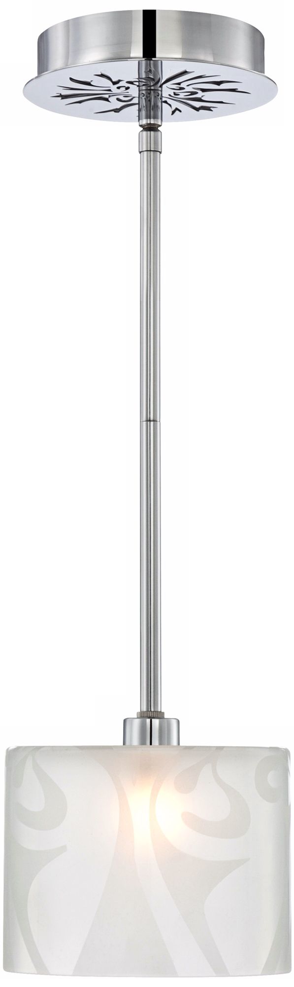 Etched Glass Brushed Nickel 6" Wide Mini Pendant Chandelier