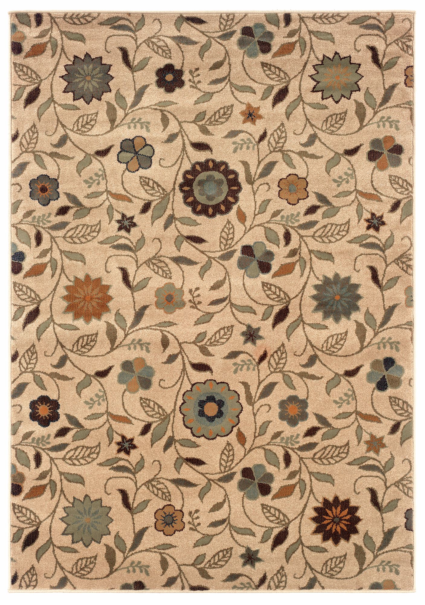 Durand Collection Meadow Ivory and Green Area Rug