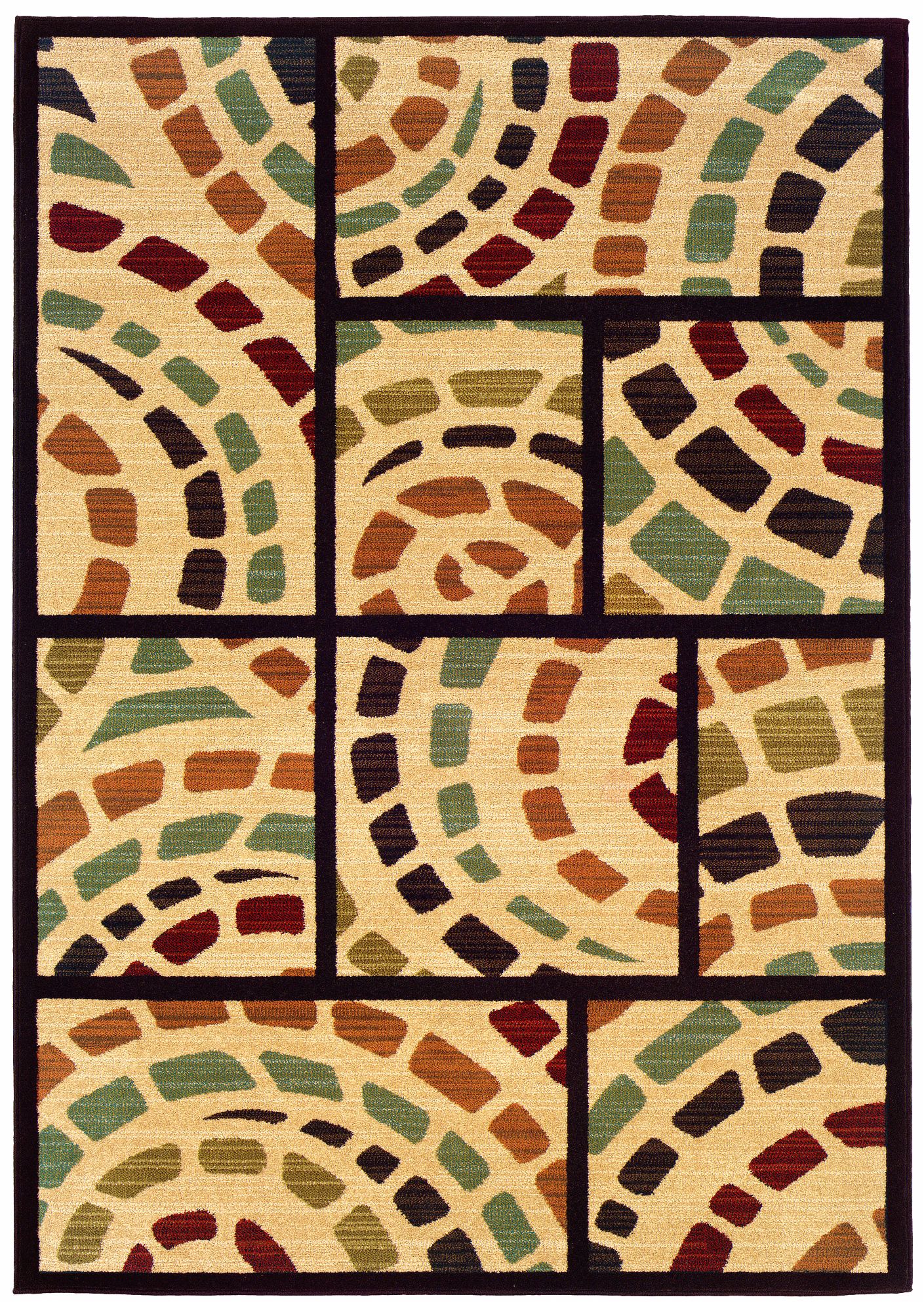 Durand Collection Mosaic Beige and Black Area Rug