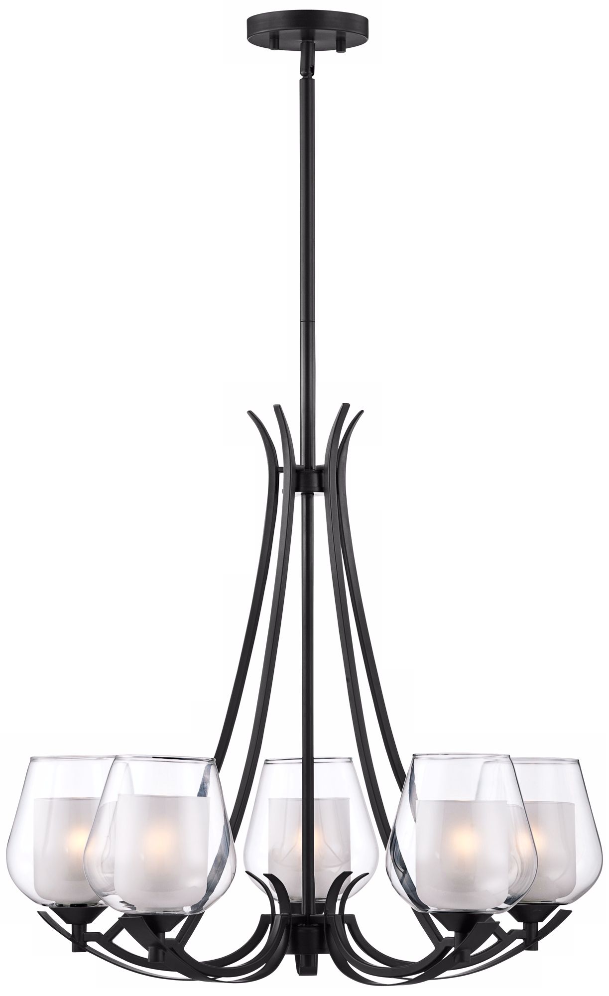 Black Finish Votive Clear Glass 24" Wide Chandelier