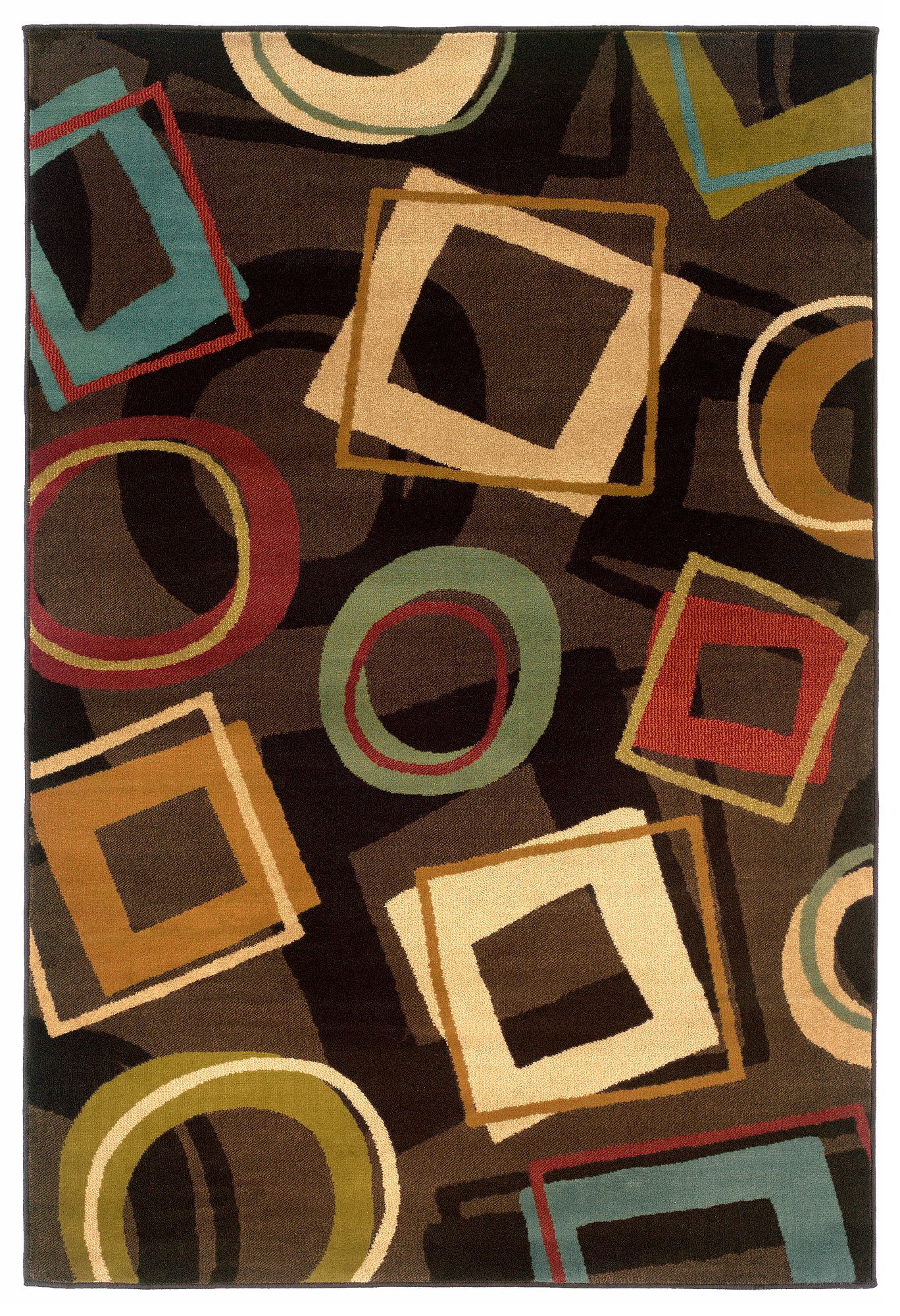Durand Collection Shadowbox Brown and Beige Area Rug