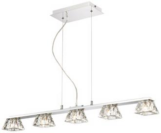 Chrome 5 Light Ice Cube Linear Pendant Light T7008