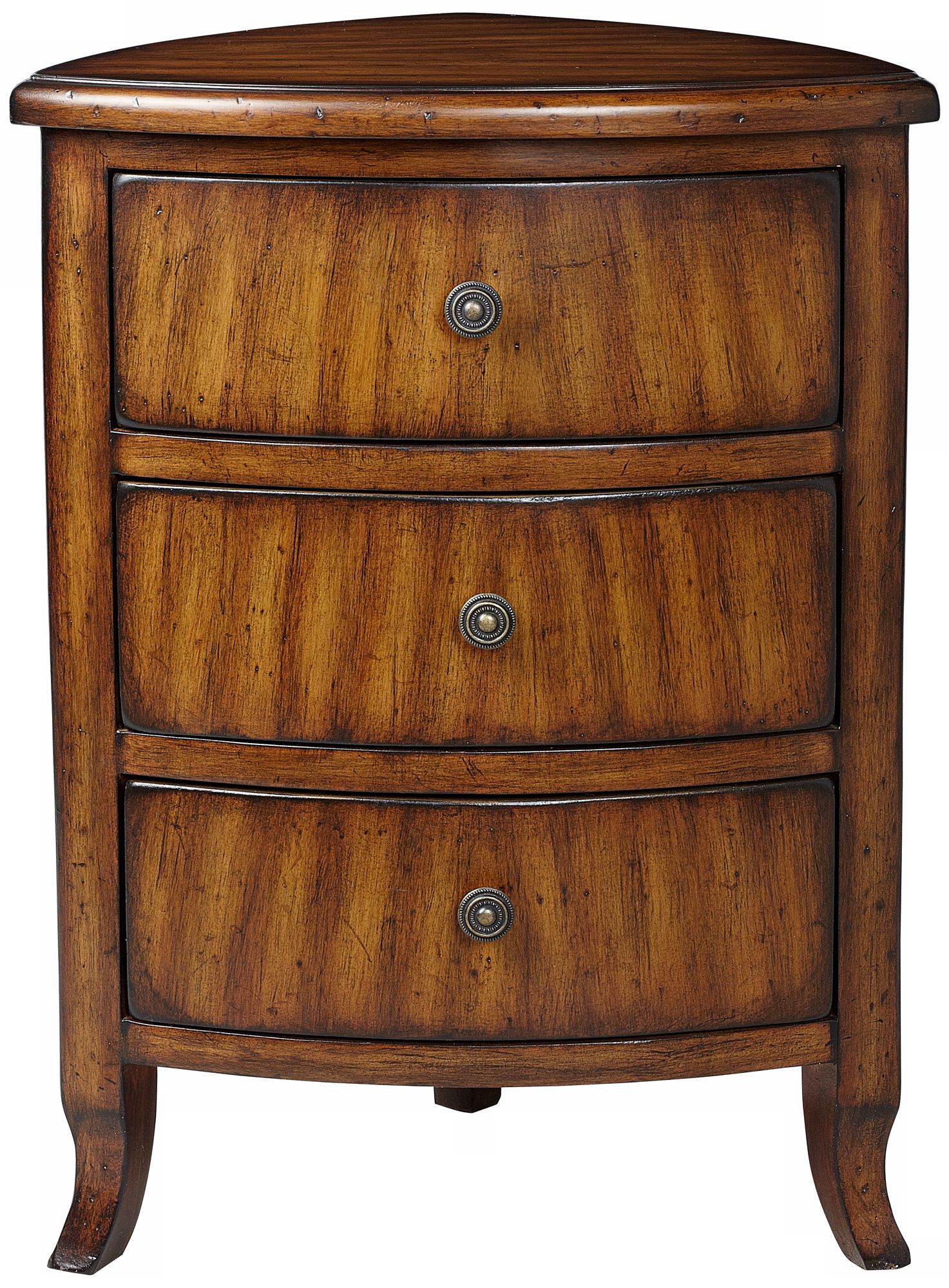 Edmund Triangular 3-Drawer 28" High End Table