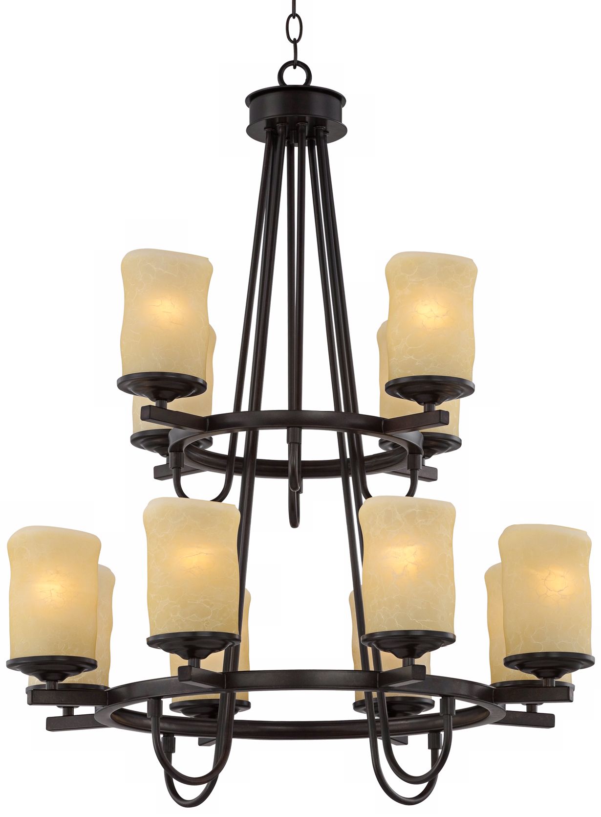 Rustic Candle Dark Bronze 27" Wide Two-Tier Chandelier