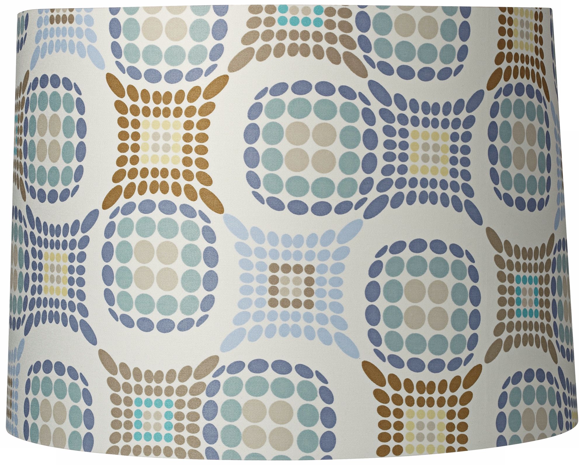 Blue and Brown Dot Pattern Drum Shade 13x14x10 (Spider)
