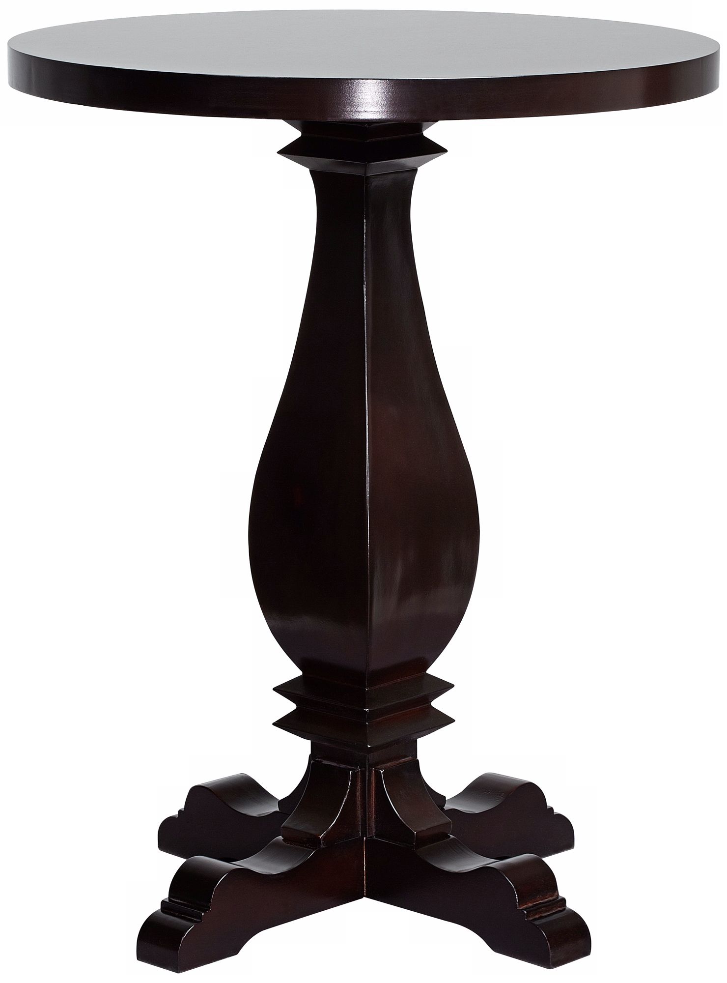 Harvey Espresso Wood Round Pedestal End Table