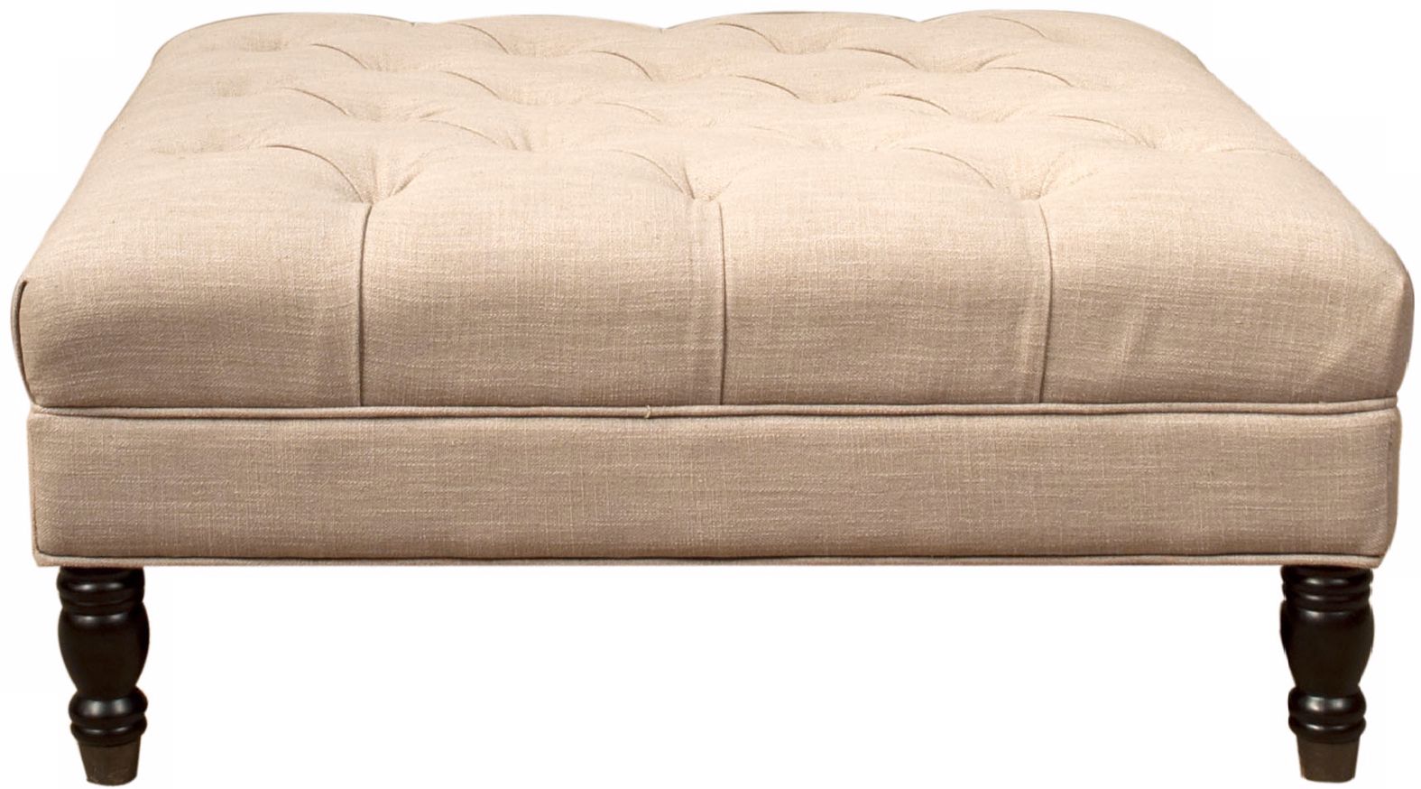 Cornell Almond Fabric Walnut Legs Ottoman