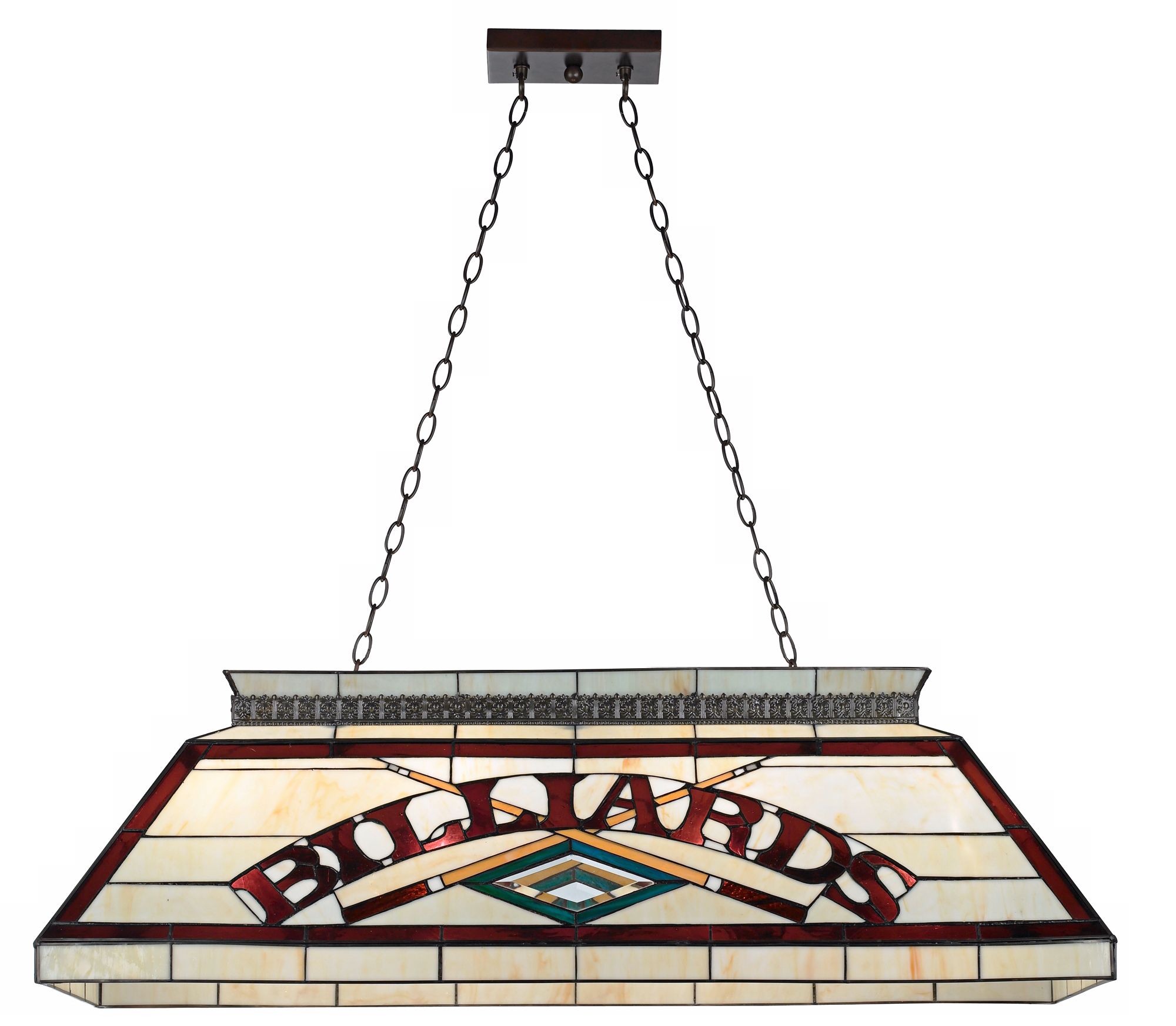 Billiards Burgundy and Cream Tiffany Style Pool Table Light