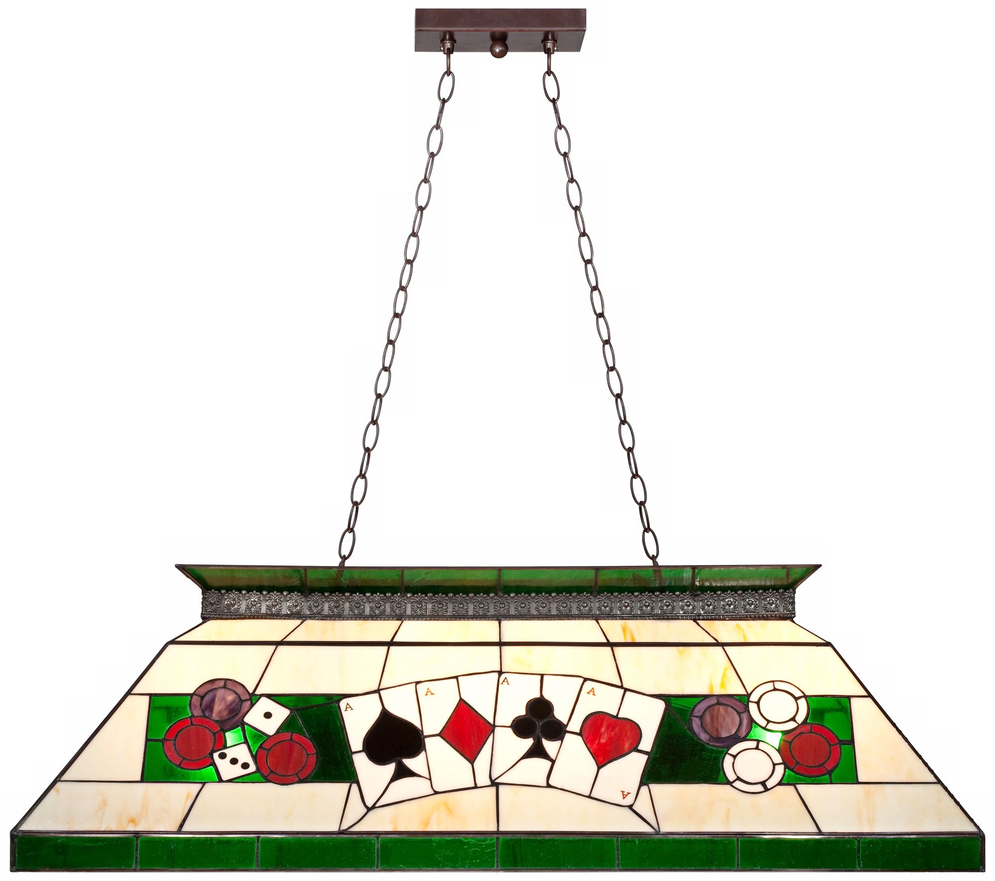 Four Aces Poker Tiffany Glass Pool Table Light