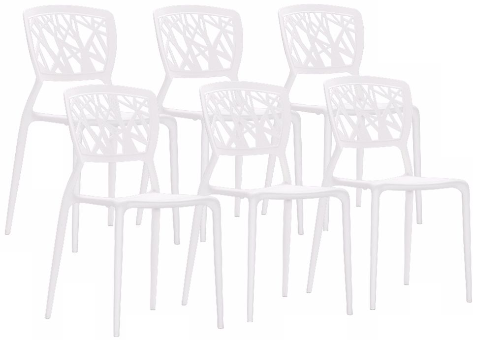 Set of 6 Zuo Modern Divinity White Stacking Chair