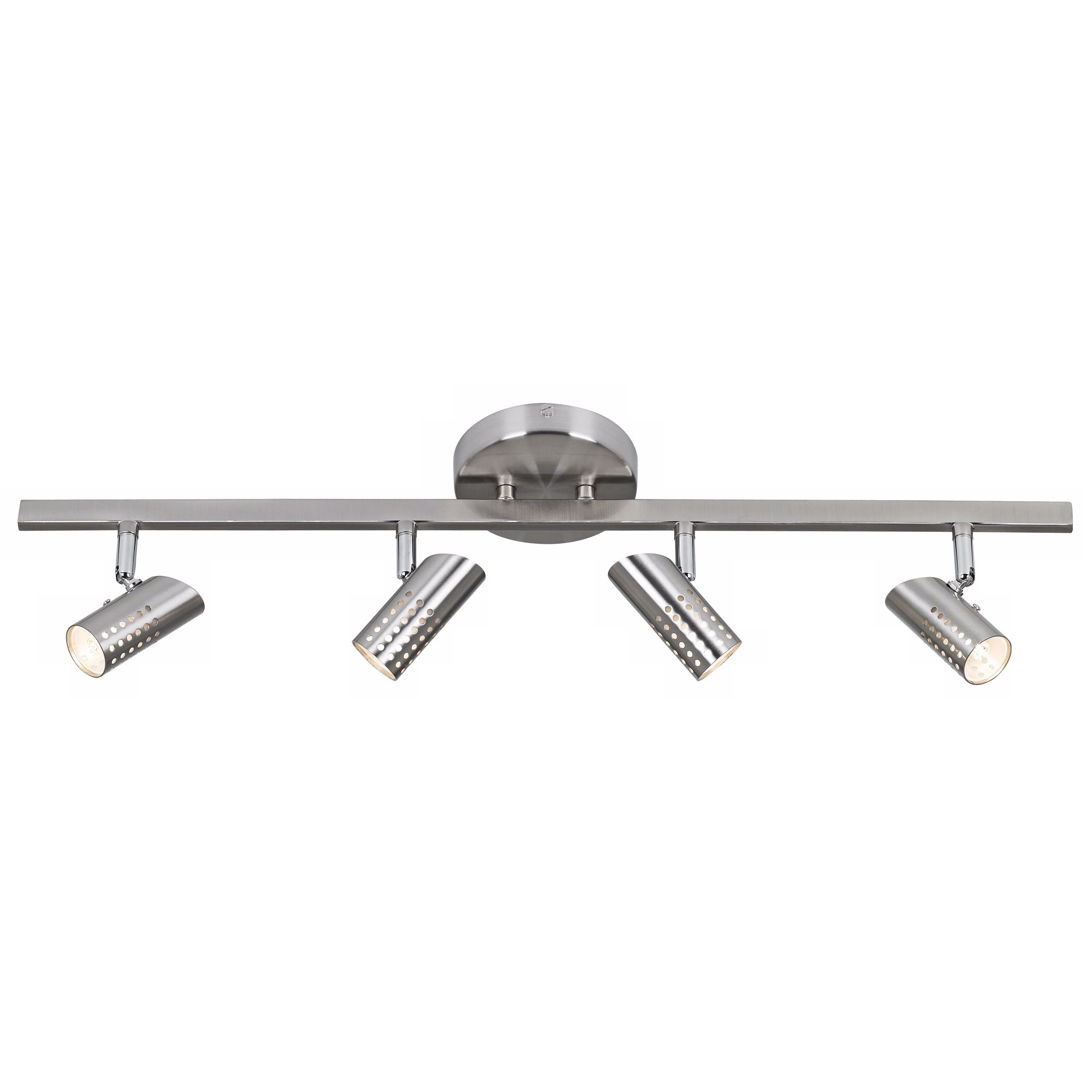 4-Light Perforated Head Brushed Steel Track Fixture