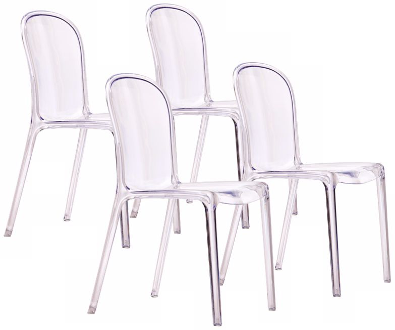 Set of 4 Zuo Gumdrop Transparent Outdoor Dining Chairs