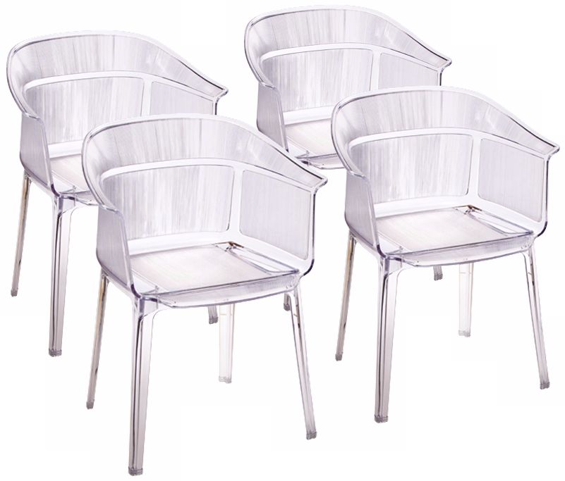 Set of 4 Zuo Allsorts Transparent Outdoor Dining Chairs