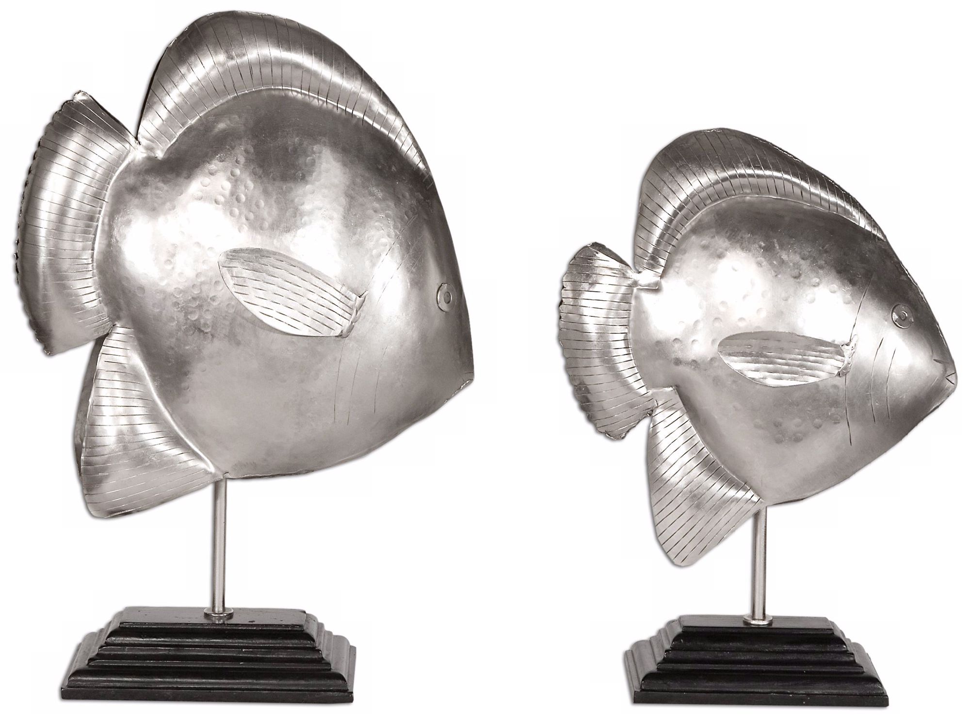 Set of 2 Uttermost Etched Fish Sculpture