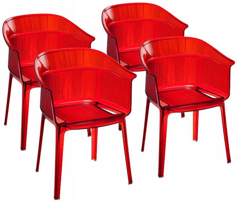 Set of 4 Zuo Allsorts Red Outdoor Dining Chairs