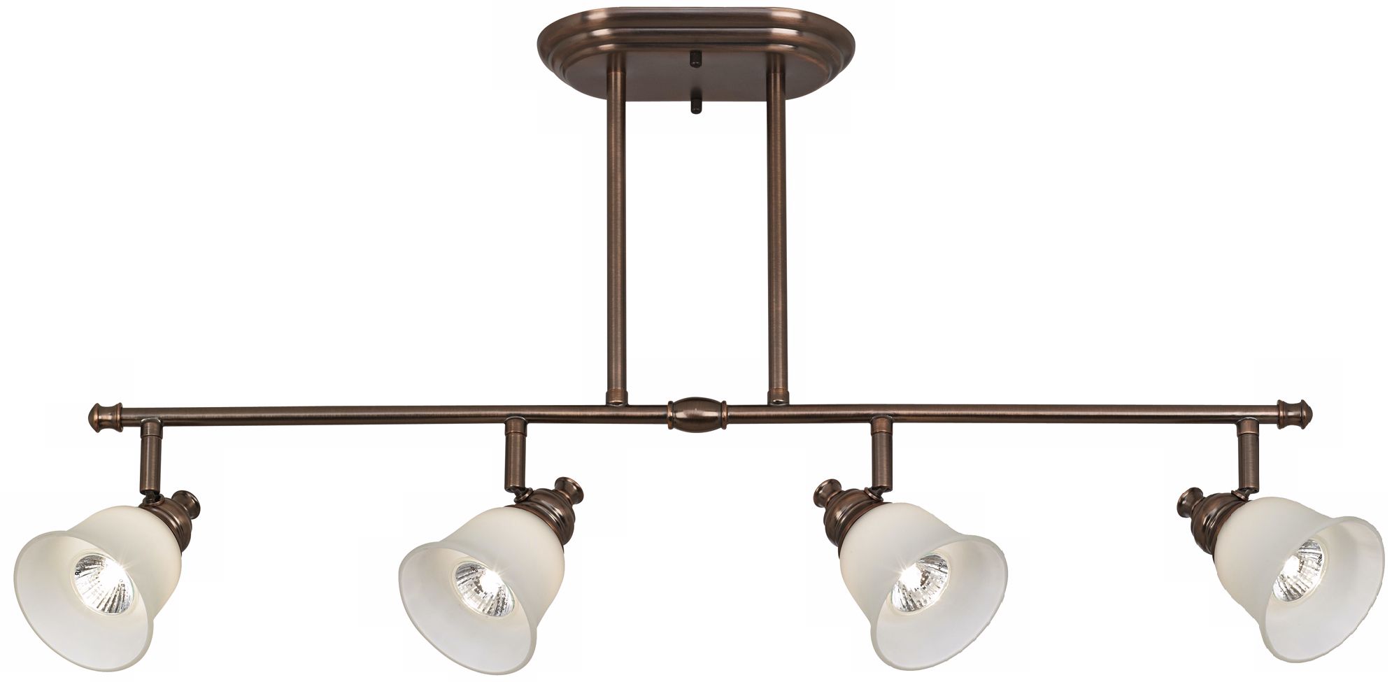 Bronze with White Glass Bell 4-Light Track Fixture