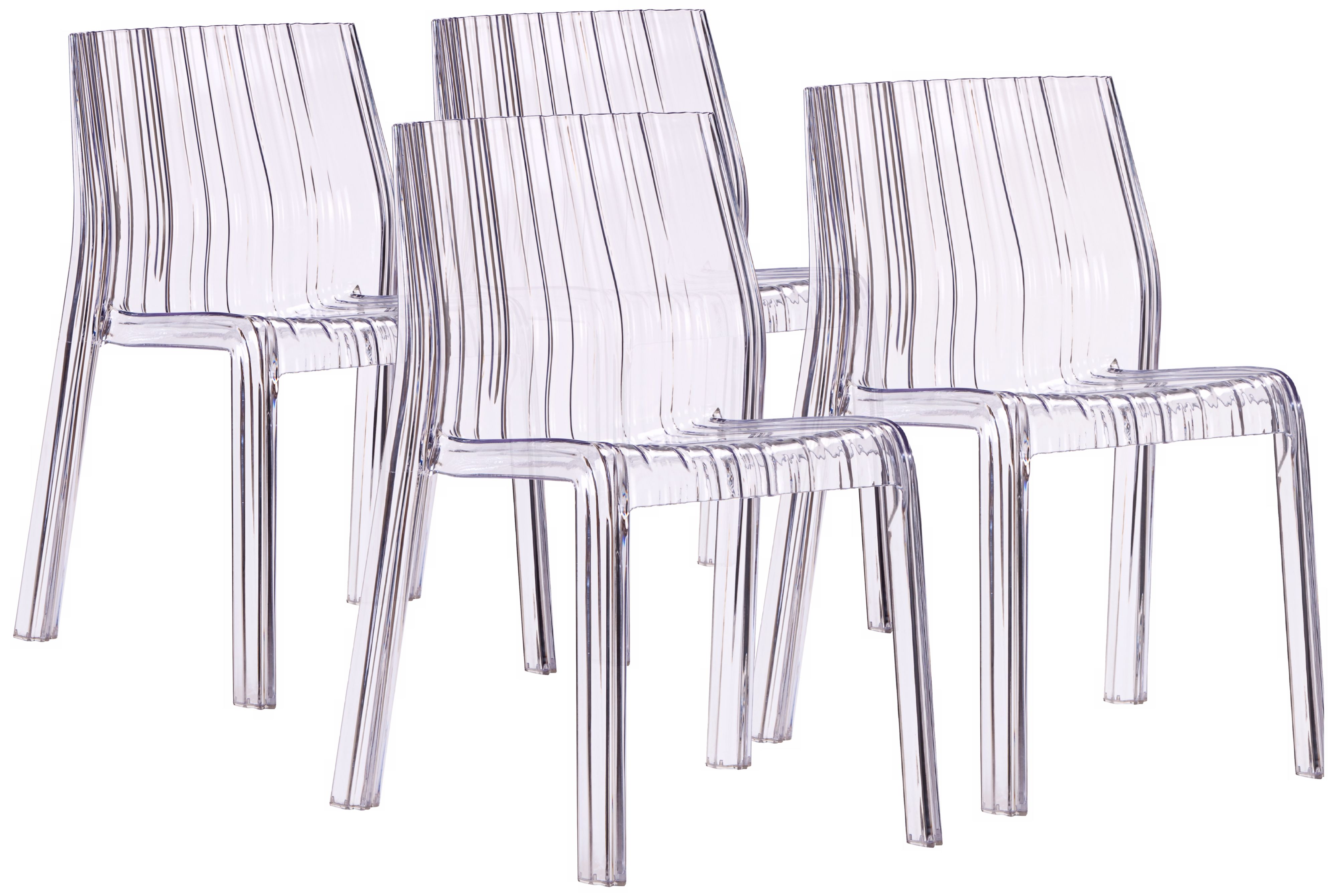 Set of 4 Zuo Transparent Ruffle Outdoor Dining Chairs