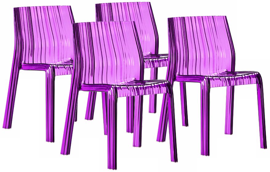 Set of 4 Zuo Purple Ruffle Outdoor Dining Chairs