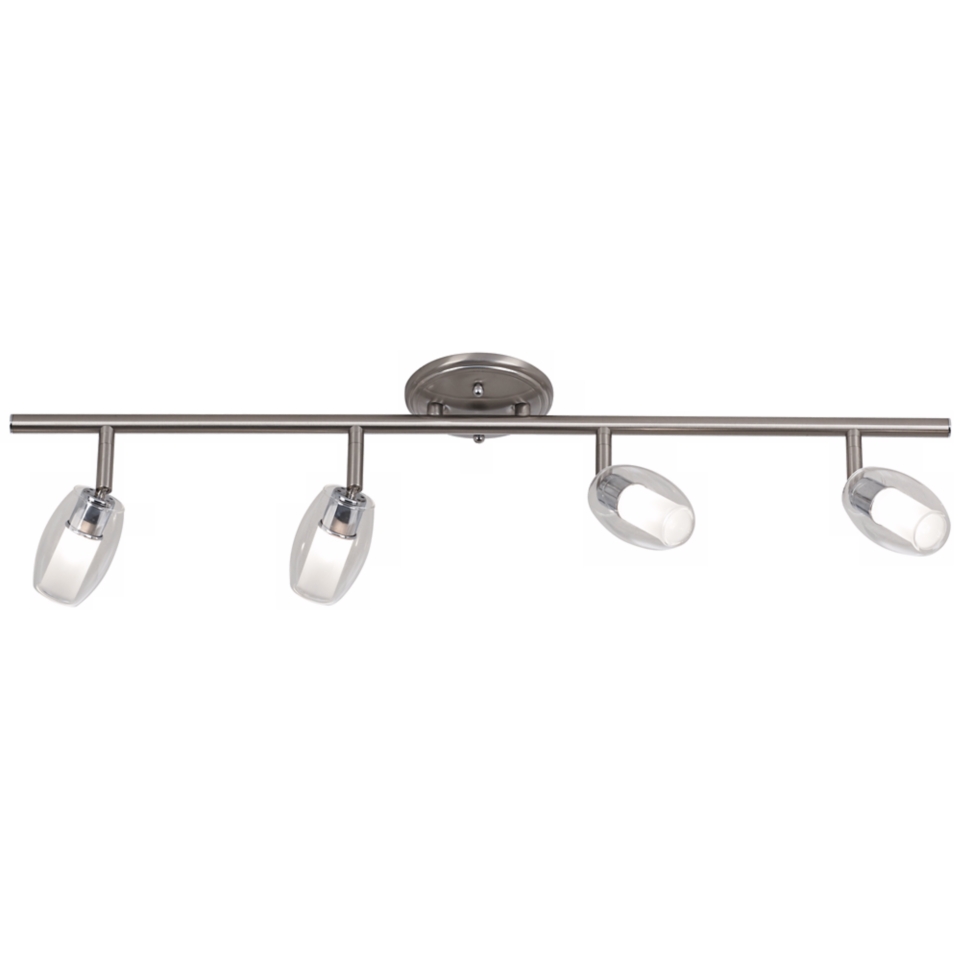 Brushed Steel 4 Light Clear and Frosted Glass Track Fixture   #T7553
