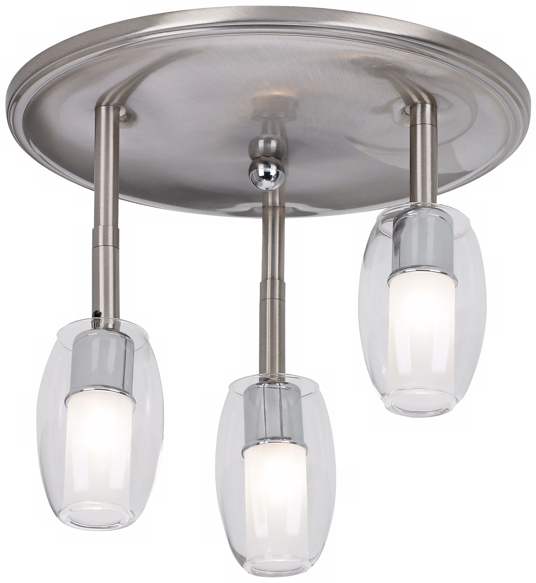 3-Light Brushed Steel Adjustable Ceiling Fixture