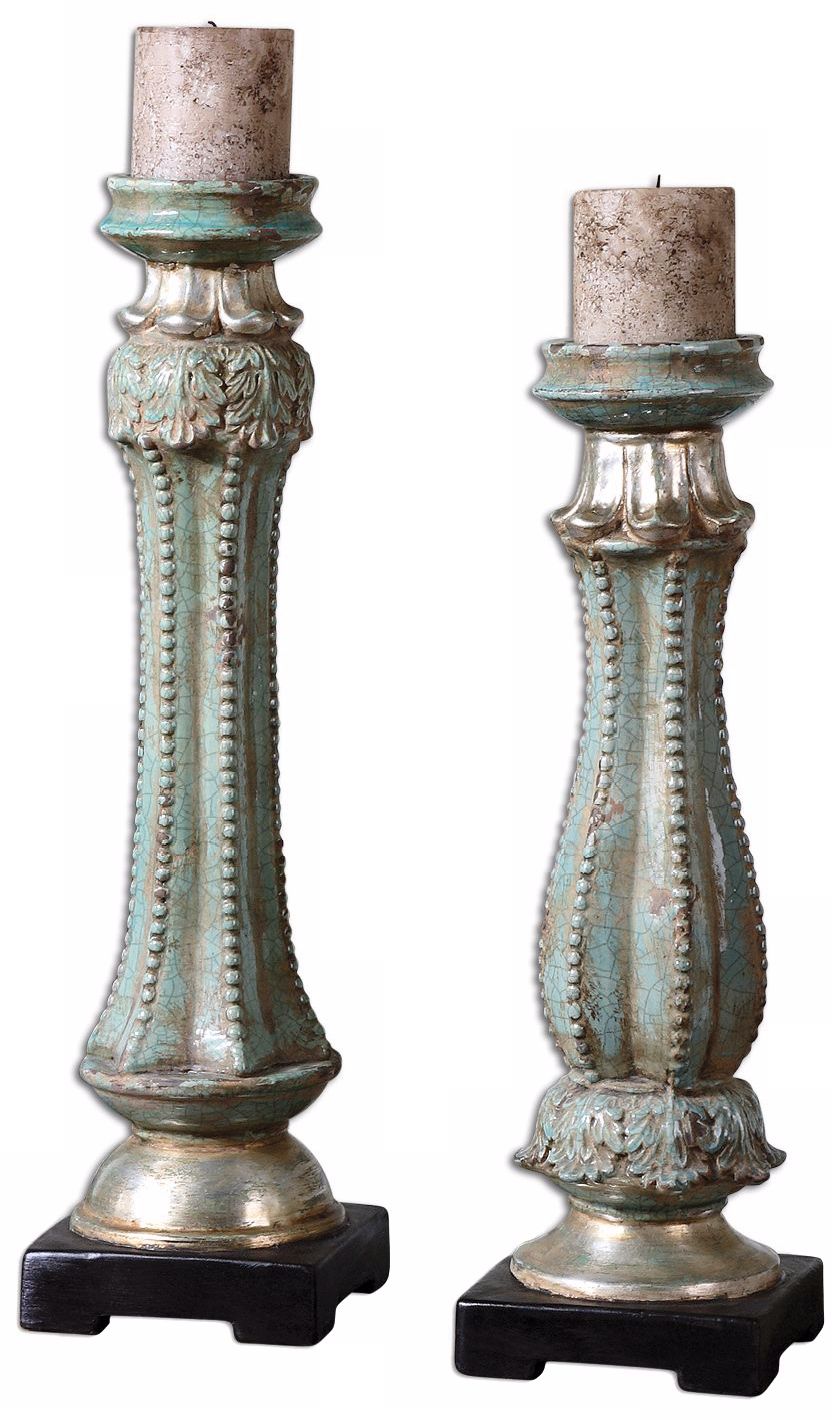 Set of 2 Uttermost Distressed Deniz Candle Holders