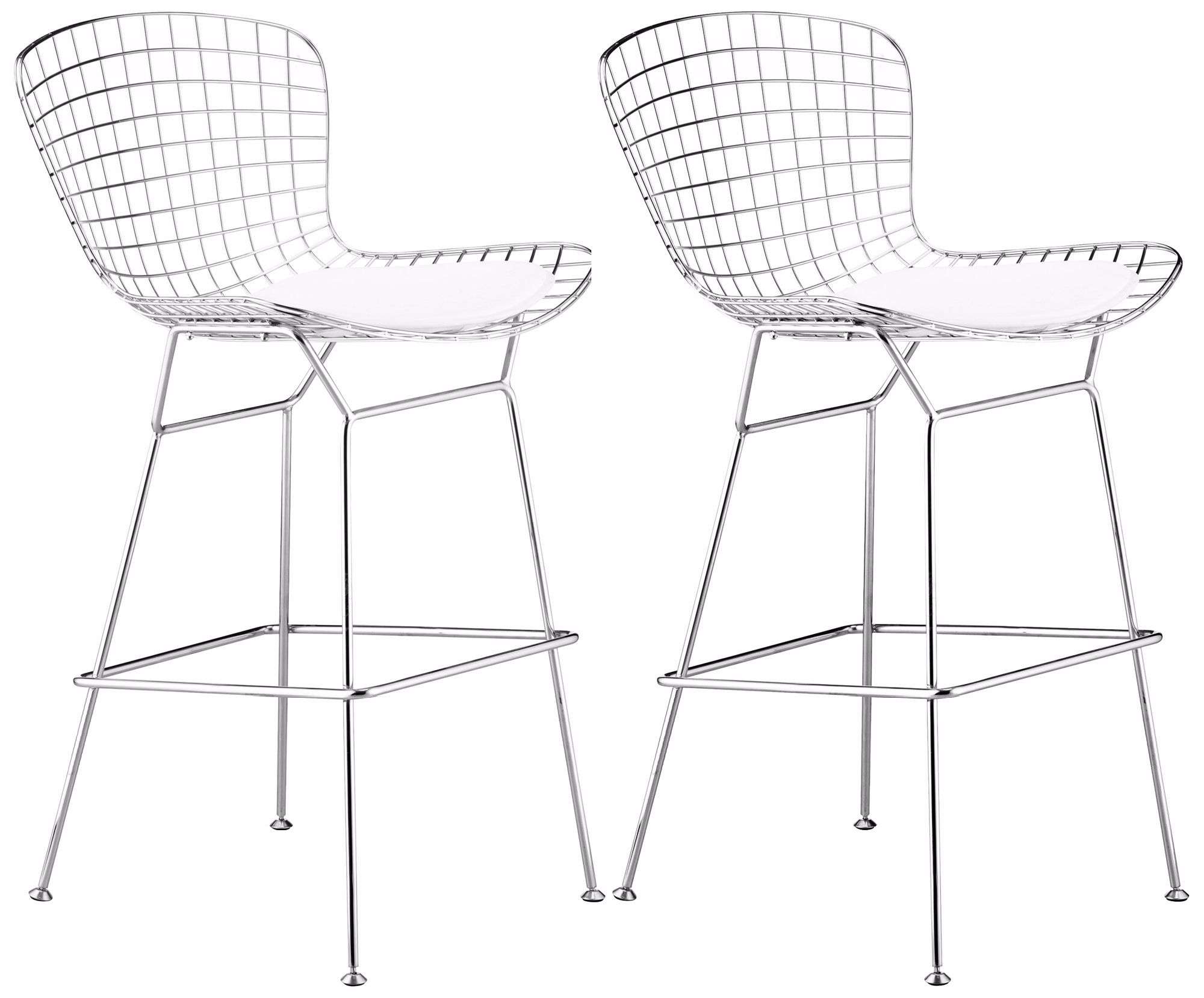 Set of 2 Zuo Wire Chrome Finish Bar Chairs- Frame only