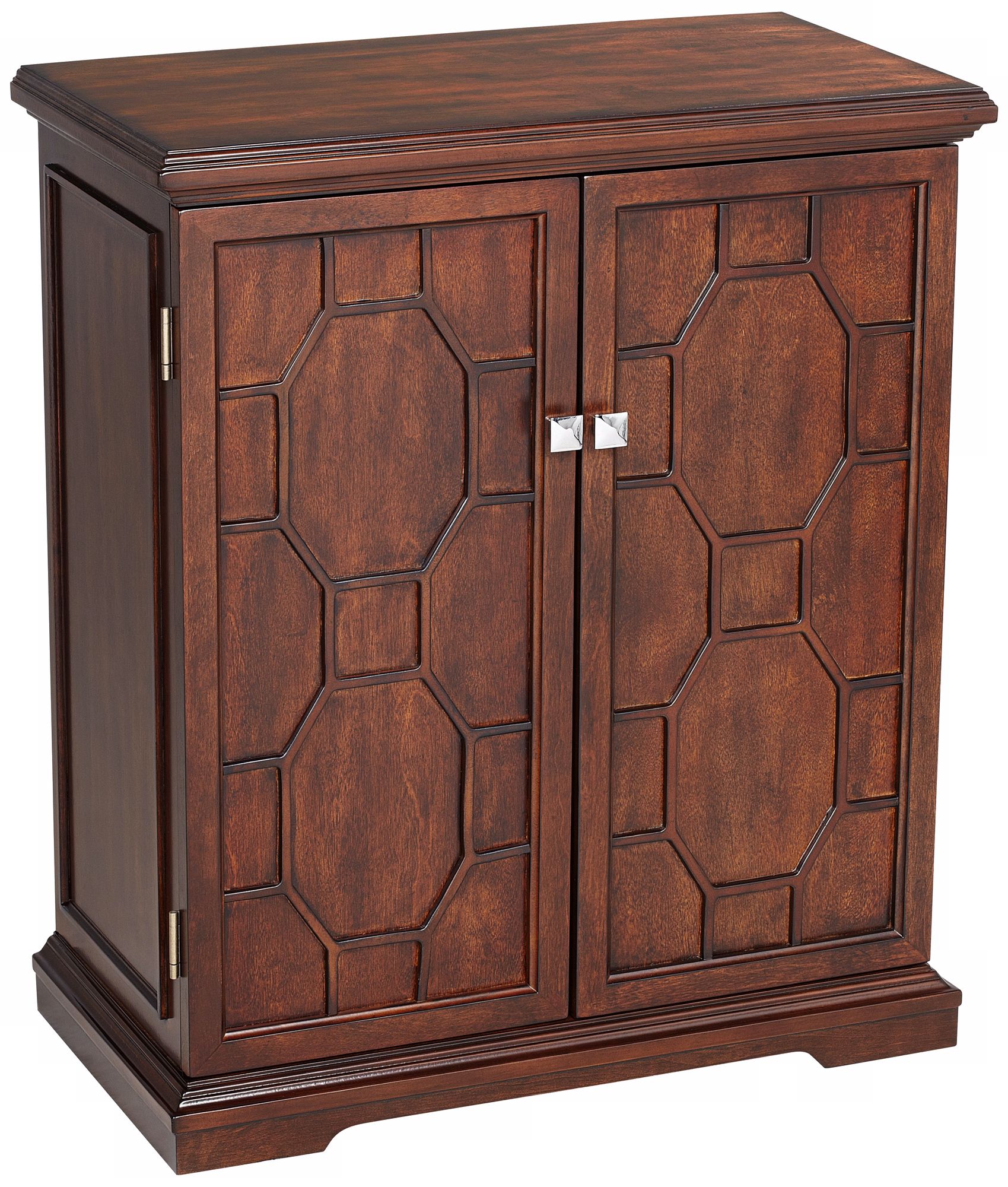 Octagonal Fretwork Cherry Wood 2-Door Cabinet