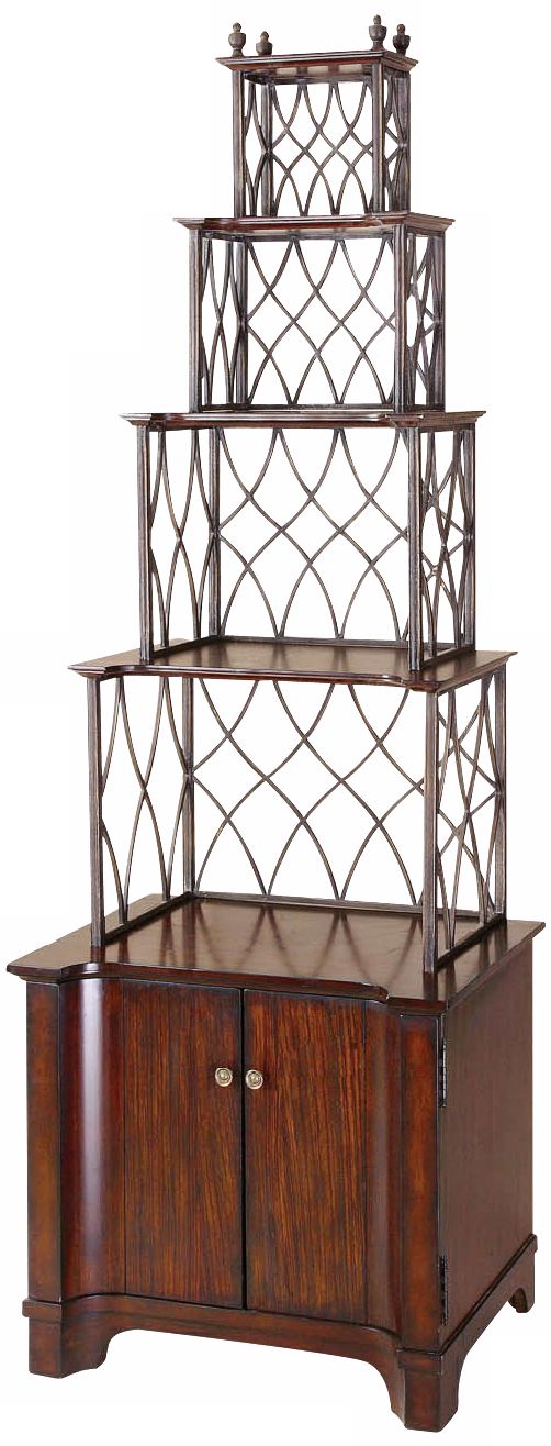 Uttermost Dayton Zebra Wood and Scrolled Metal Etagere