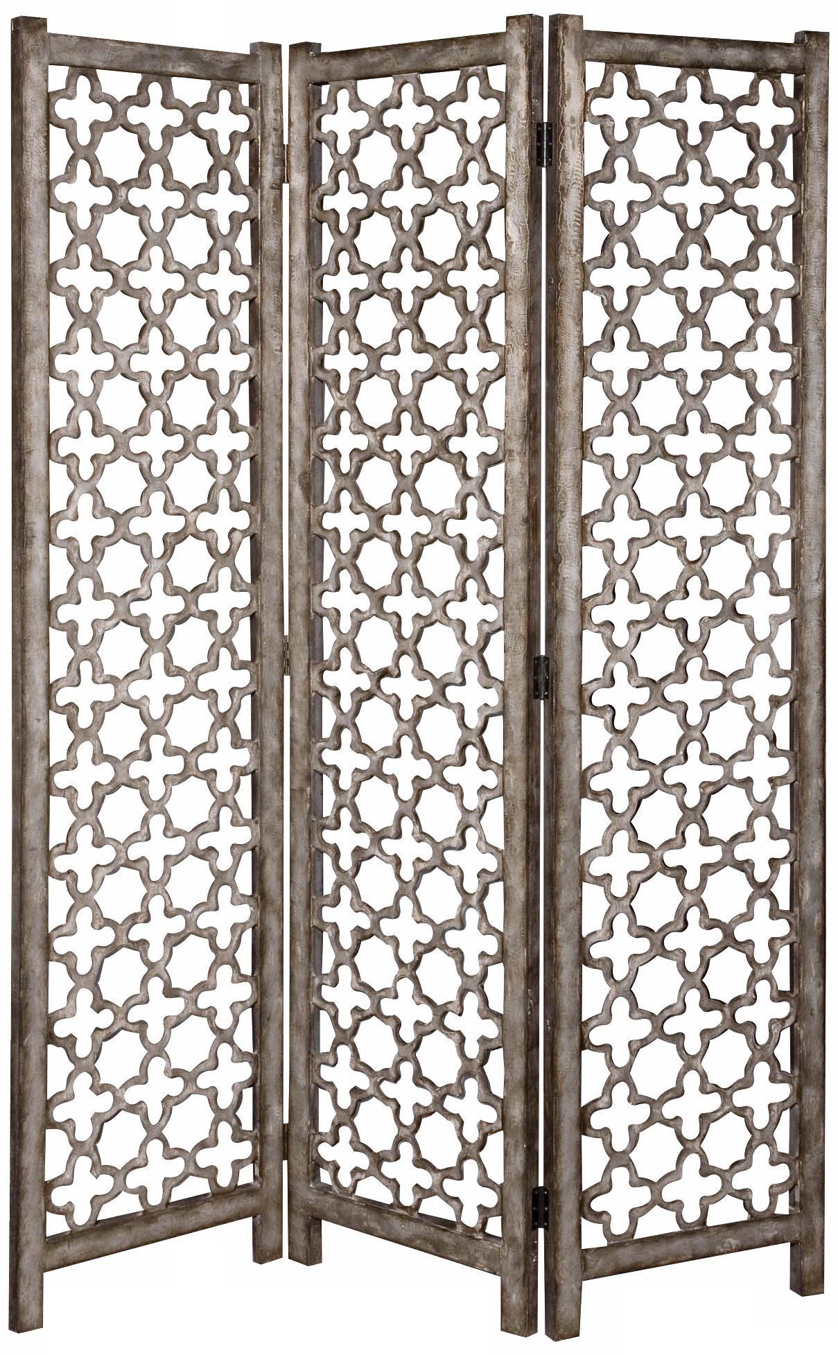 Uttermost Quatrefoil Aluminum 3-Panel Room Divider Screen