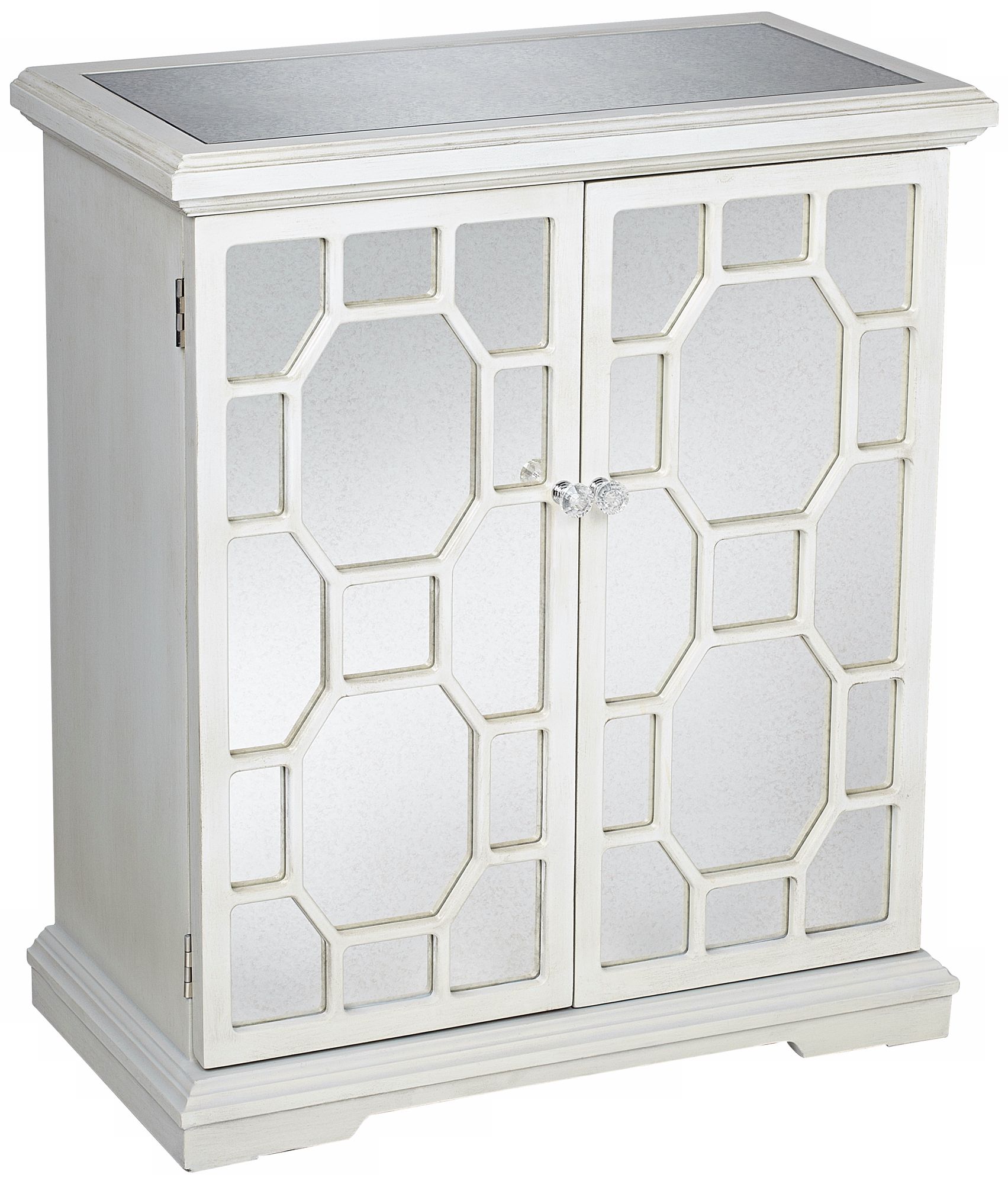 White Mirror Fretwork 2-Door Storage Chest