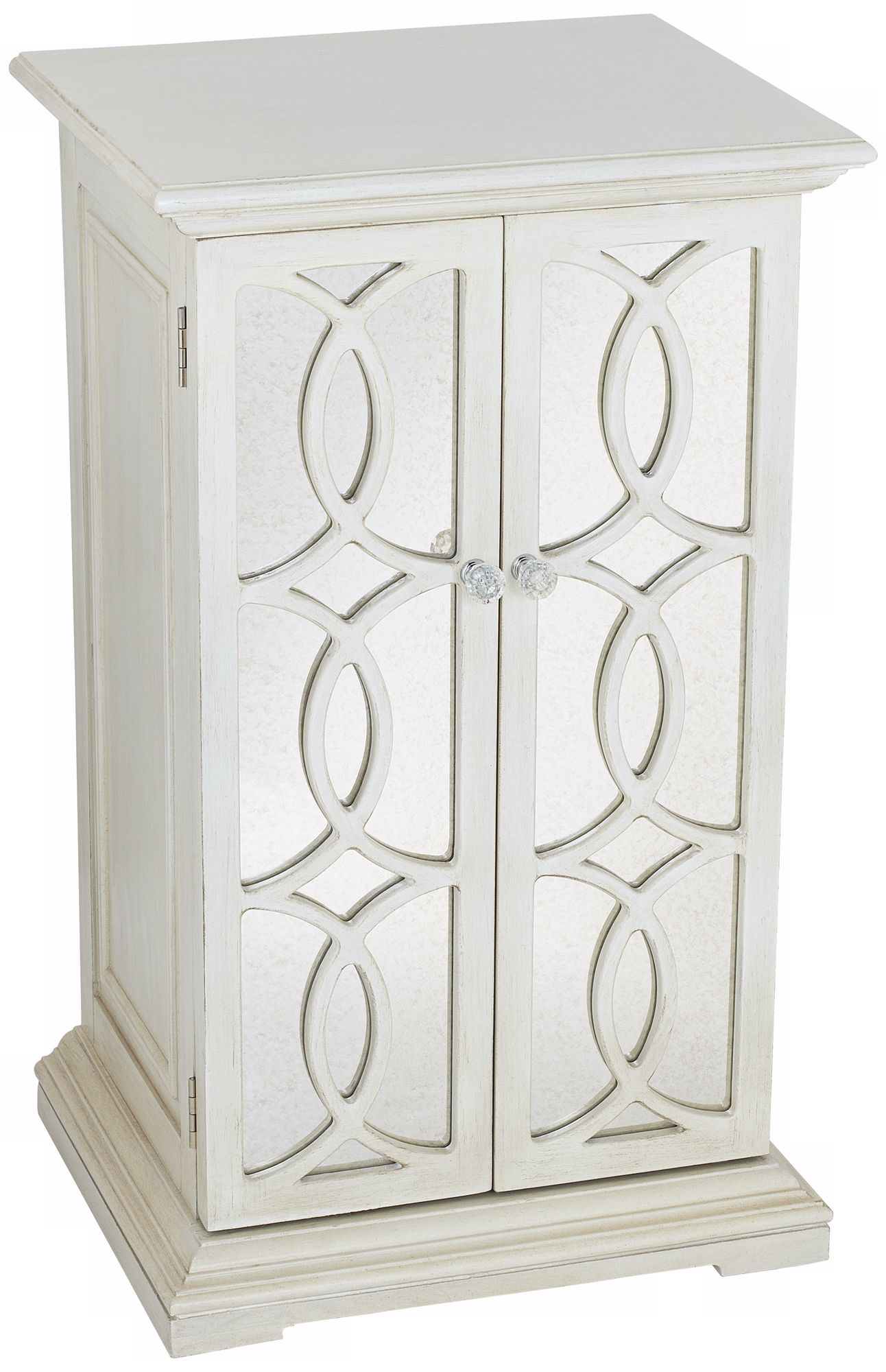 White Mirror Circle Fretwork 2-Door Storage Chest