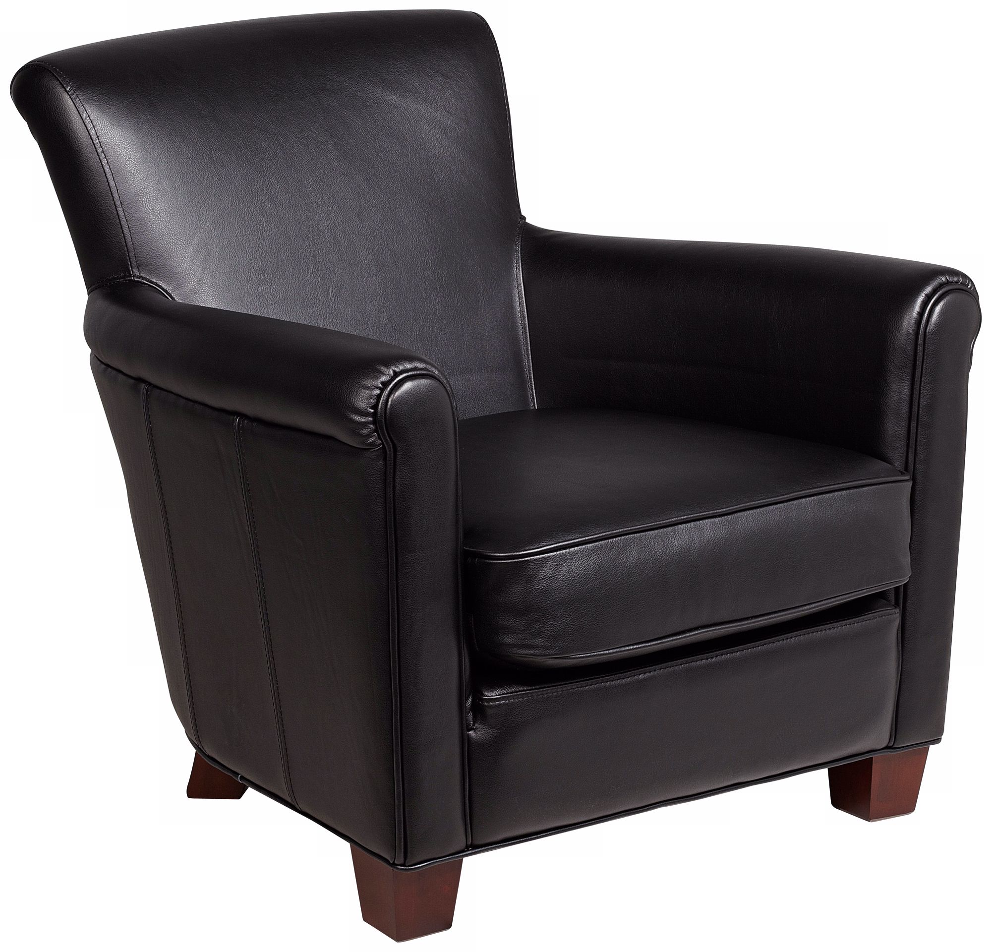 Delany Split and Top Grain Black Leather Chair