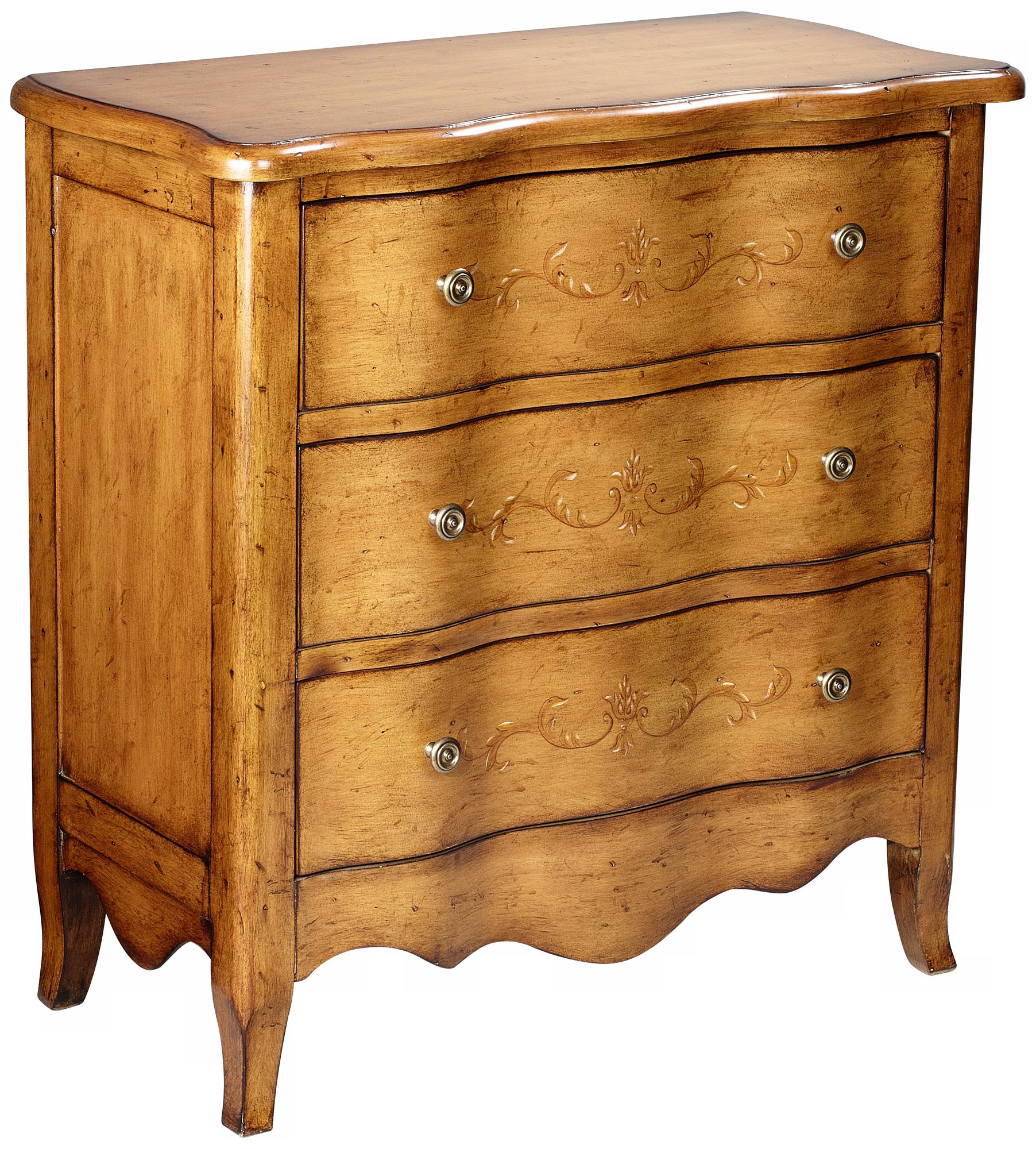 Beverly Pecan Finish Country French Chest of Drawers