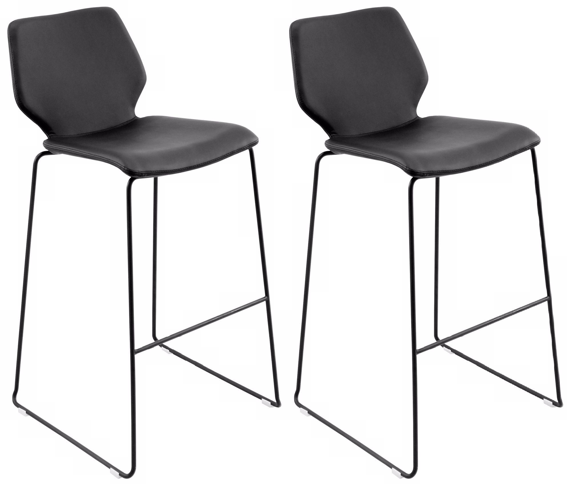 Set of 2 Black Leatherette Orson Bar Stools