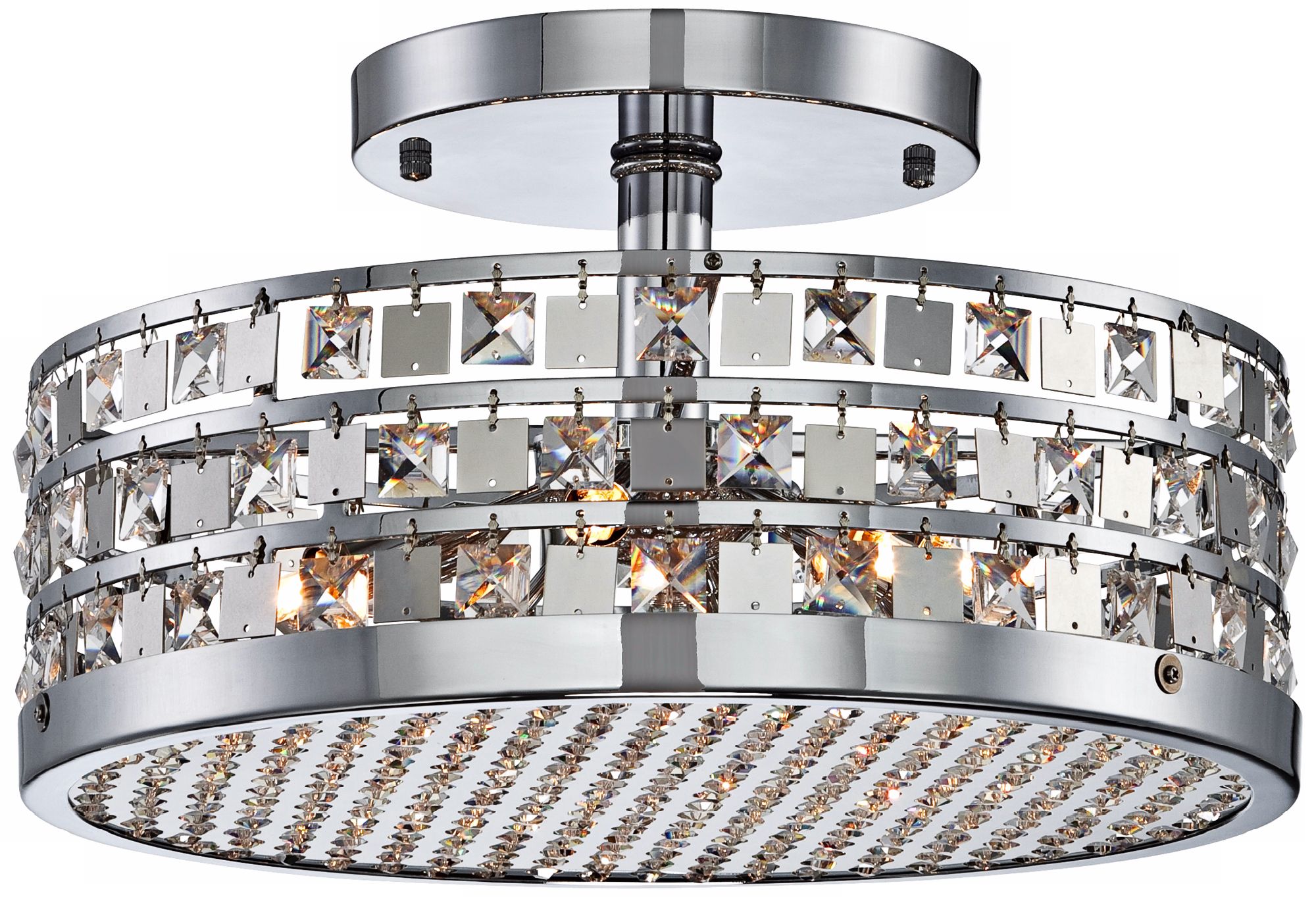 Possini Euro Chrome 15 1/2" Crystal Semi-Flush Ceiling Light
