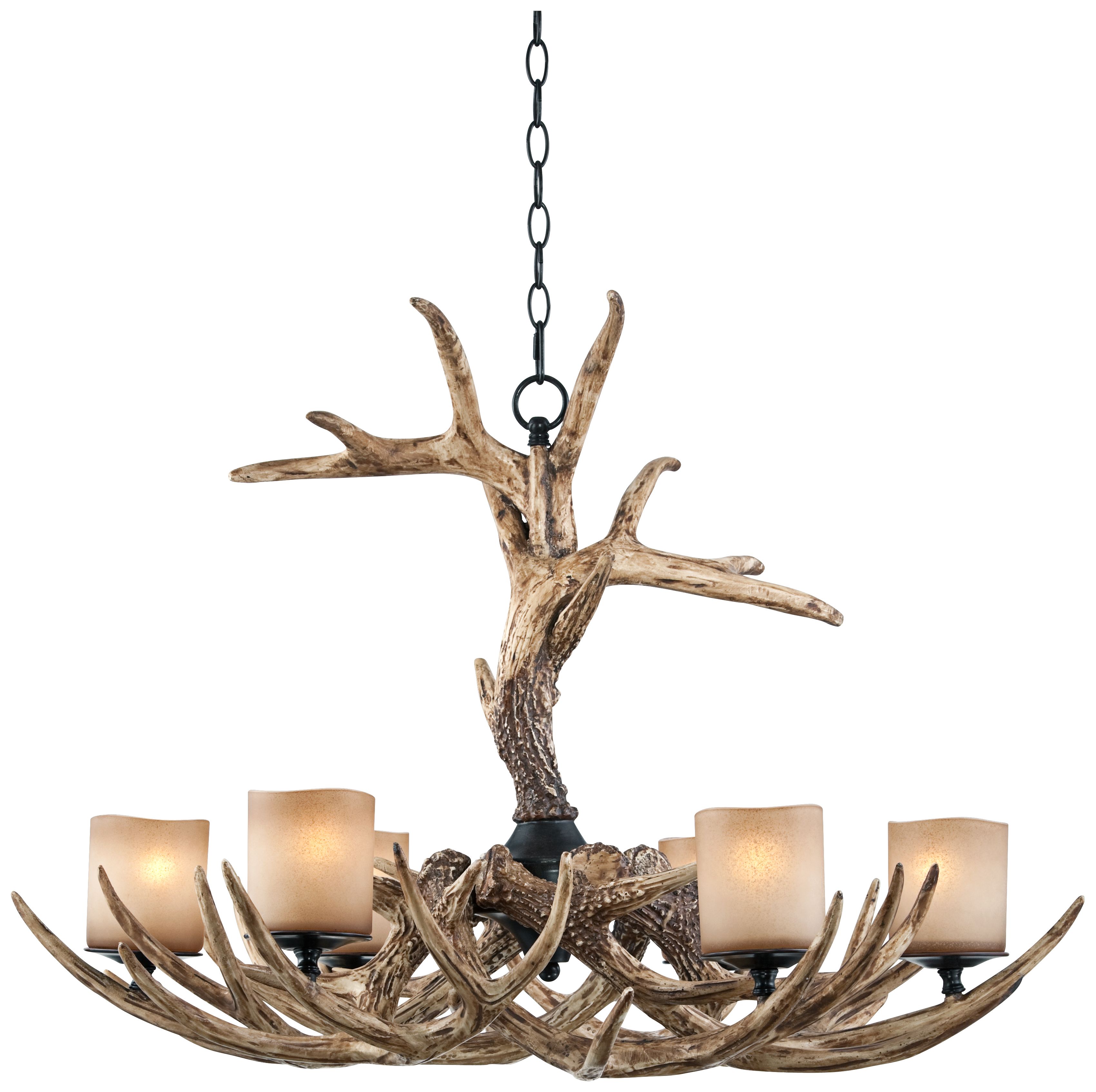 Faux Antler 35" Wide 6-Light Chandelier